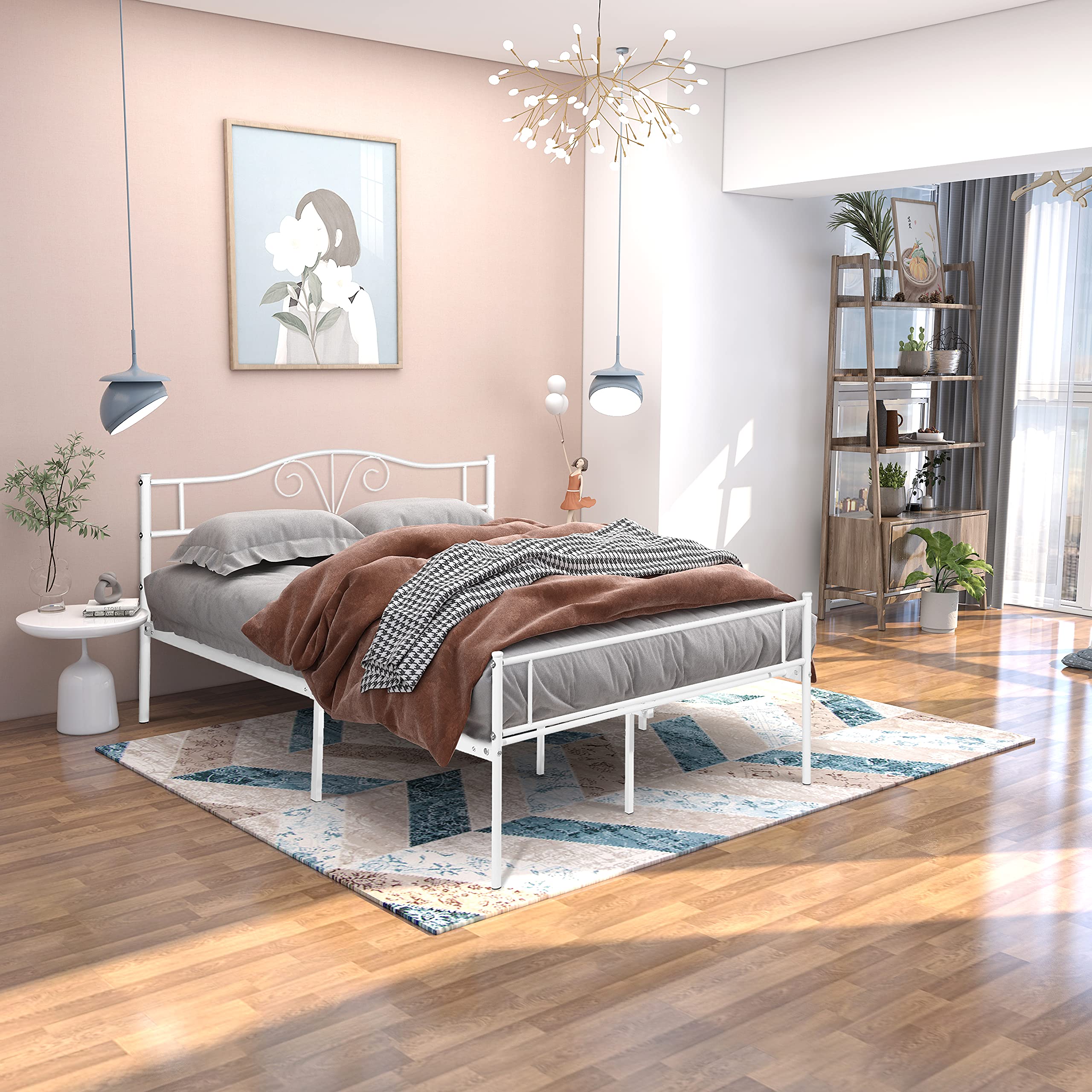 Full Size Single Metal Bed Frame - Sturdy Black Platform Bed for Adults & Kids with Under Bed Storage - Perfect for Bedroom, Dorm, or Guest Room