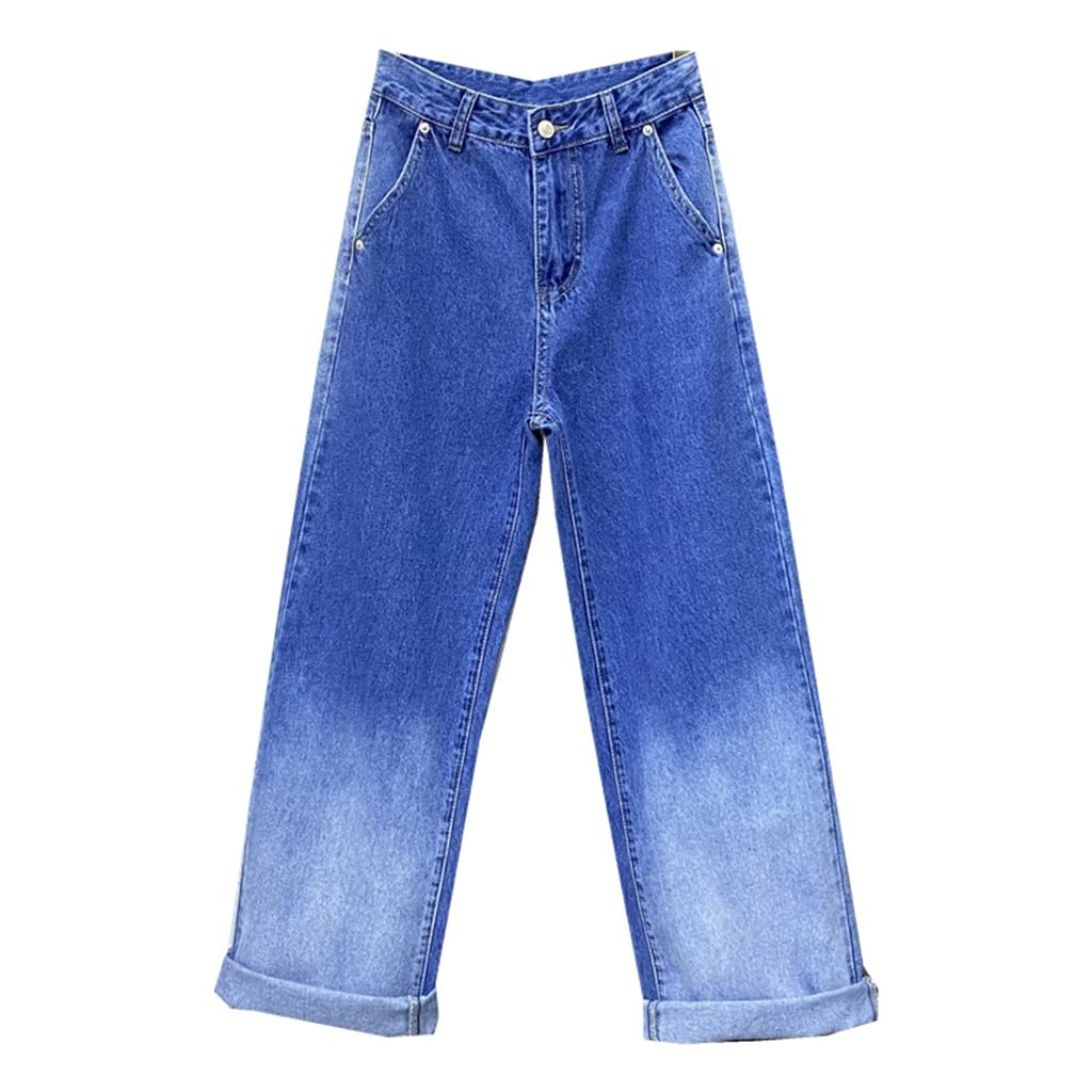Spring Women's Slim Gradient Wide-Leg Jeans - Elegant Denim Trousers for Ladies (Color: As Shown, Size: S) | Perfect for Office Wear, Casual Outings & Spring Fashion