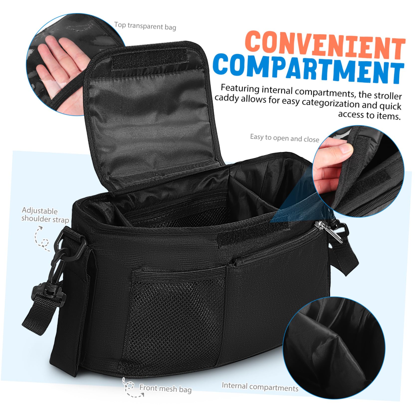Portable Baby Stroller Organizer with Cup Holder - Travel Storage Attachment & Tote Bag for Diapers, Toys, Snacks - Perfect for Walks, Shopping & Family Outings
