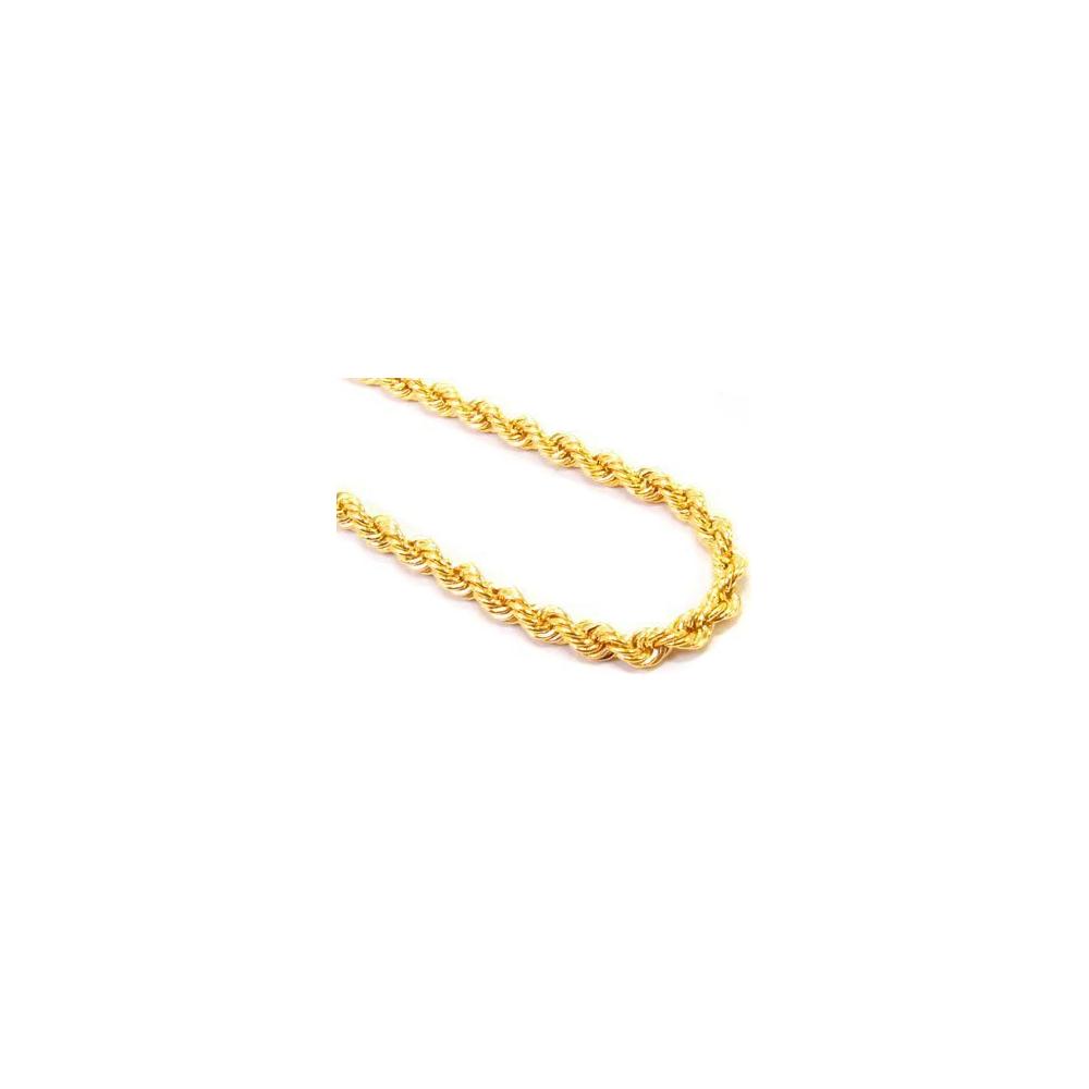 4MM 080 Yellow Gold Rope Chain .925 Sterling Silver Necklace - 8-30 Inch Adjustable Length for Men & Women | Perfect for Gifts, Parties, and Everyday Wear