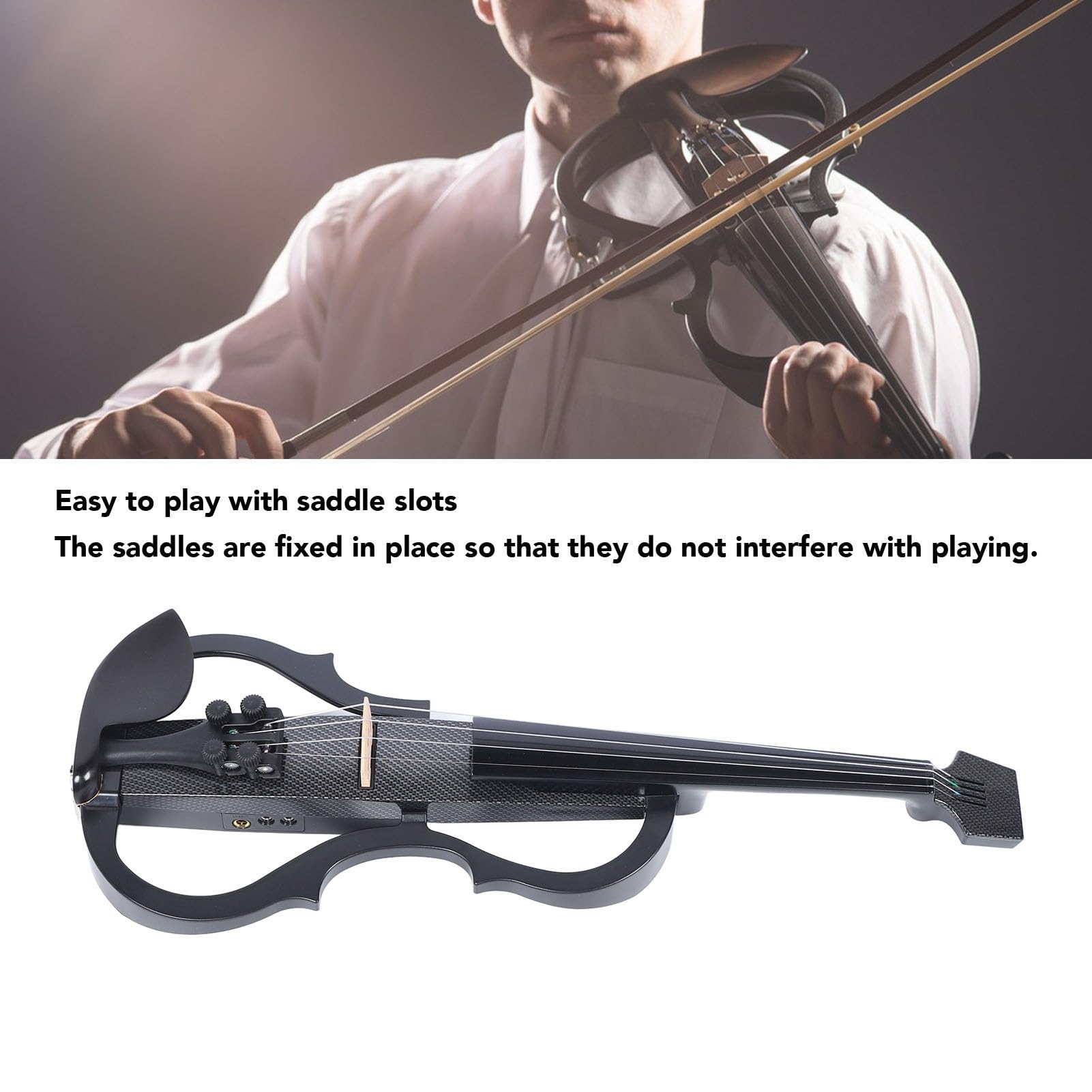 Professional Silent Electric Violin - Premium 4/4 Full Size Carbon Fiber & ABS Electric Fiddle with Pickup for Adults & Teens (Textured Black) | Perfect for Practice, Performances & Noise-Free Playing at Home