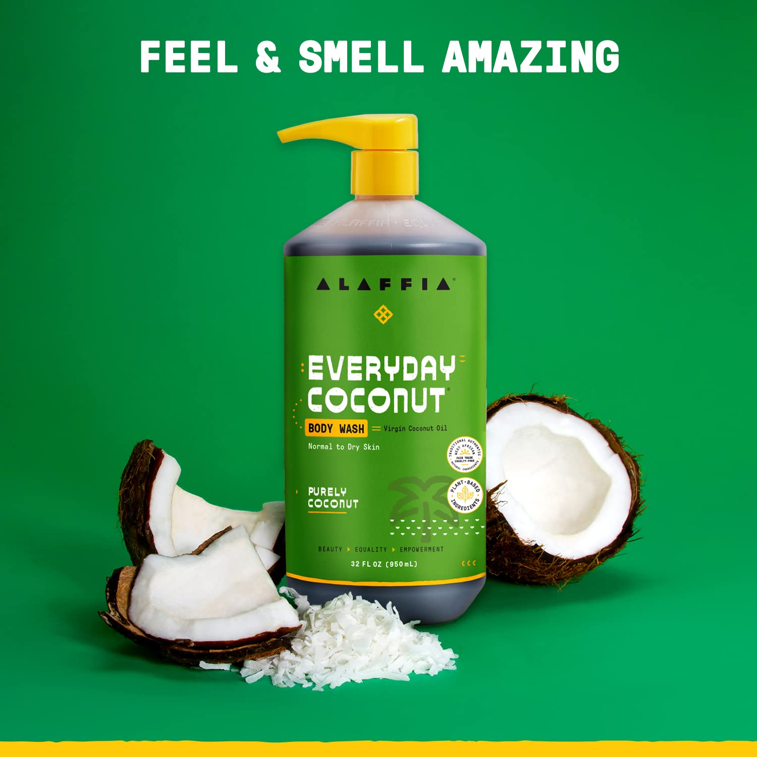 Alaffia Sensitive Skin Body Wash - Natural Coconut & Vitamin E for Men & Women - Perfect for Daily Hydration