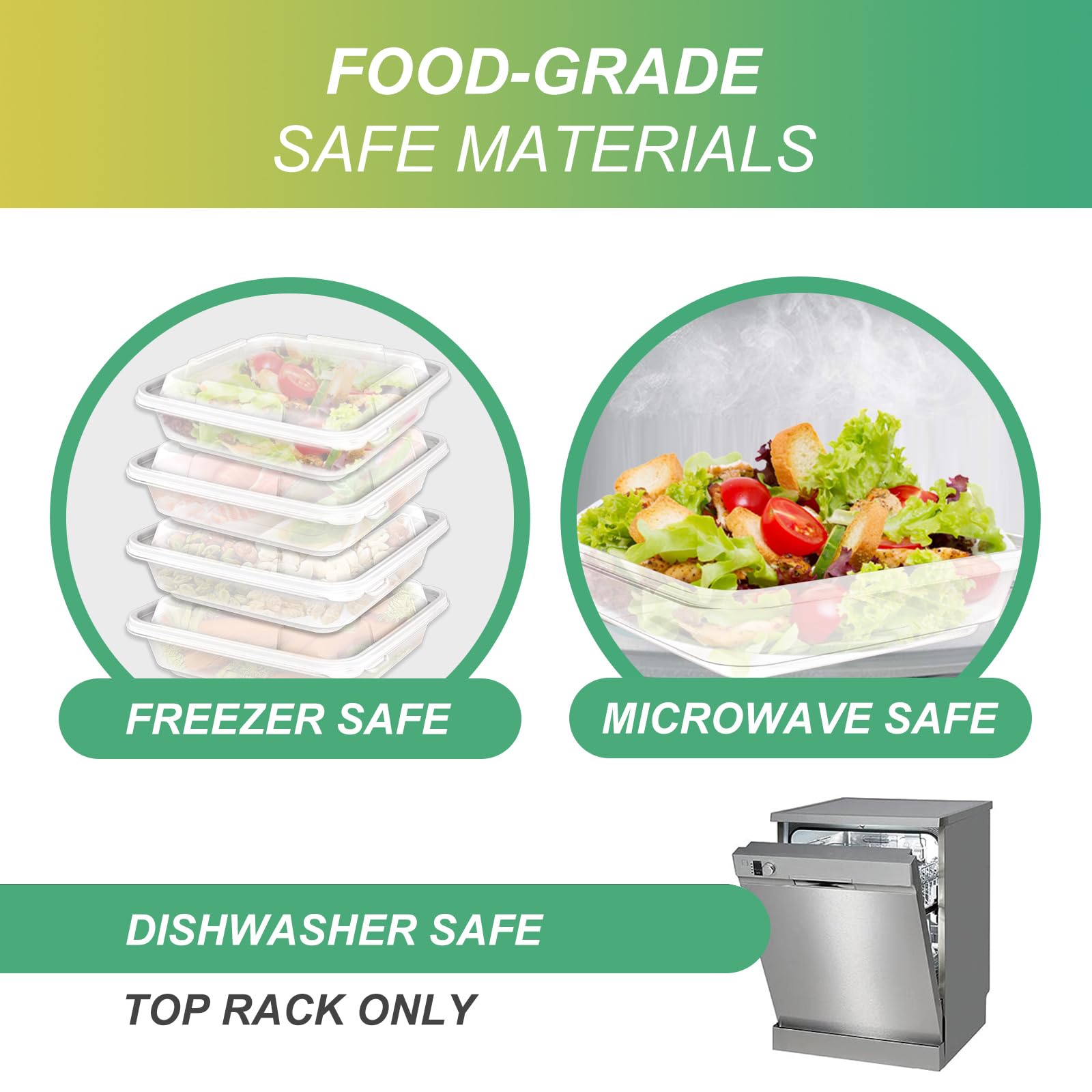 15-Pack 22oz BPA-Free Plastic Food Storage Containers with Lids - Reusable Freezer, Meal Prep & Lunch Containers for Salad, Deli & Bento Box - Perfect for Meal Prepping, Leftovers & Office Lunches