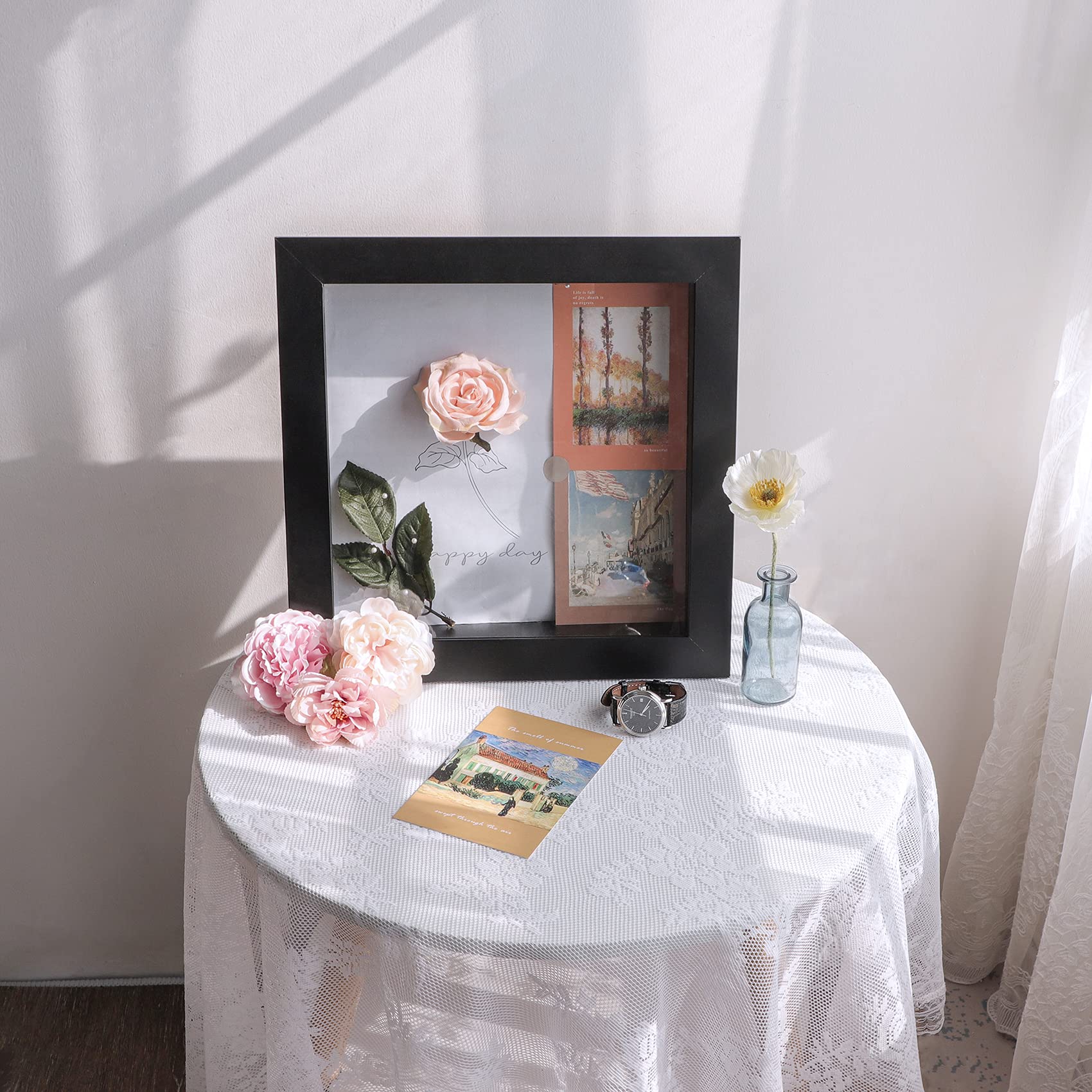 Golden State Art 11x11 Shadow Box Frame Display Case - 2 Inch Depth, Black (2 Pack) - Perfect for Collages, Collections, Mementos, Wedding Decor, Graduation Keepsakes & Wall Display