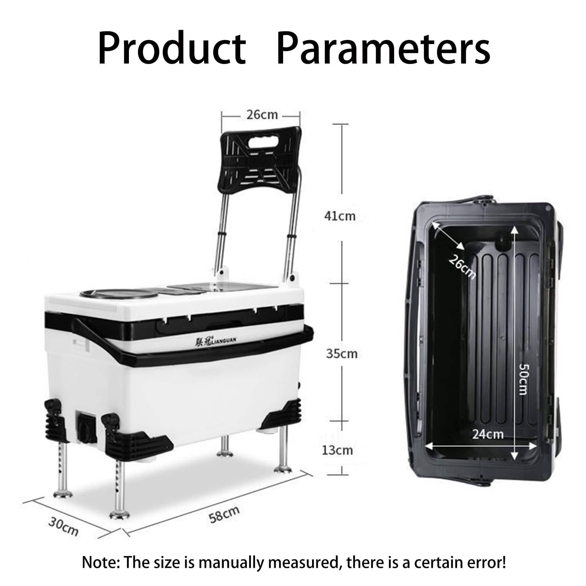 **HBCHEN Portable Fishing Tackle Box with Chair - Multifunctional Tool Storage, Double Bracket & Built-in Light - Perfect for Shore Fishing, Camping & Outdoor Adventures**