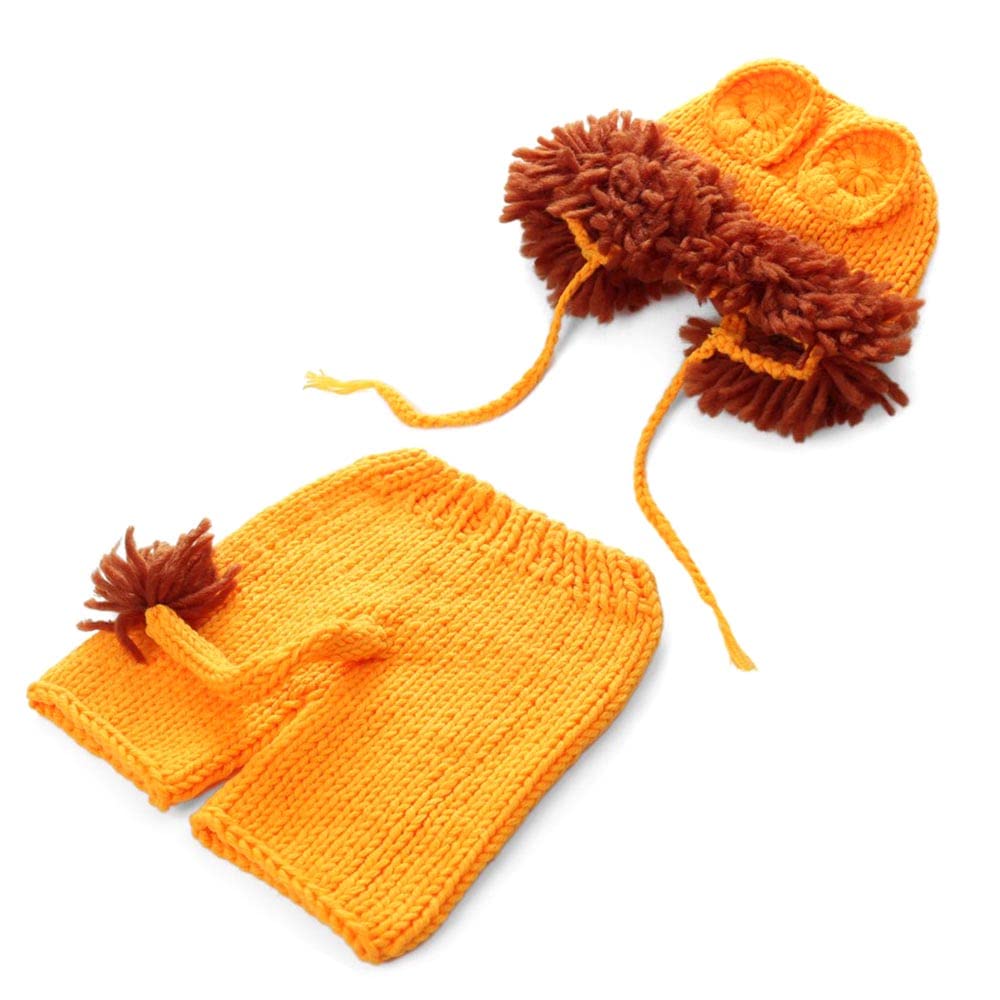 AIXIANG Handmade Baby Lion Costume Set - Newborn Halloween Outfit with Cap & Pants for Photo Props | Perfect Halloween Gift for Baby Boys | Great for Halloween Parties, Photoshoots & Dress-Up