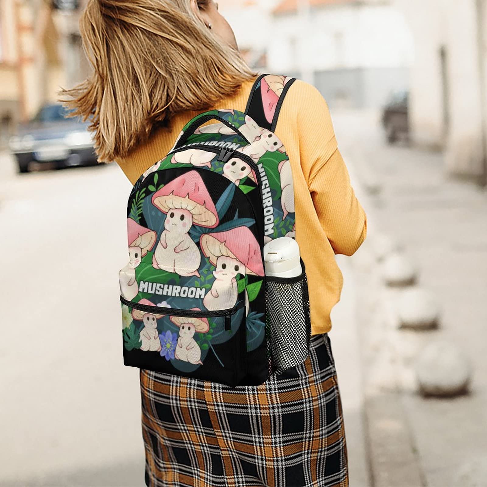 Aparajita Plants Mushroom Print School Backpack - Stylish Laptop Backpack for Men, Women & Teens - Durable Travel Backpack for Students, Work & Daily Use