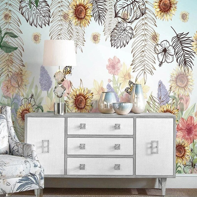 Stylish Botanical Leaf Wallpaper for Living Room & Bedroom Decor - Perfect for Home Interior Design & Accent Walls