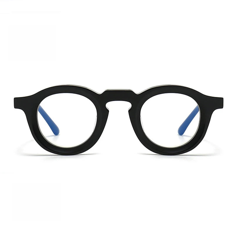 Stylish Black Unisex Acetate Full Rim Round Eyeglasses 442721 - Perfect for Work, Reading & Everyday Fashion