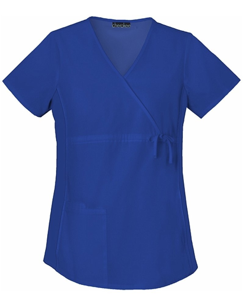 Cherokee Women's Maternity Mock Wrap Scrubs Shirt - Comfortable Nursing Top for Pregnant Healthcare Workers & Moms | Perfect for Hospitals, Clinics & Breastfeeding