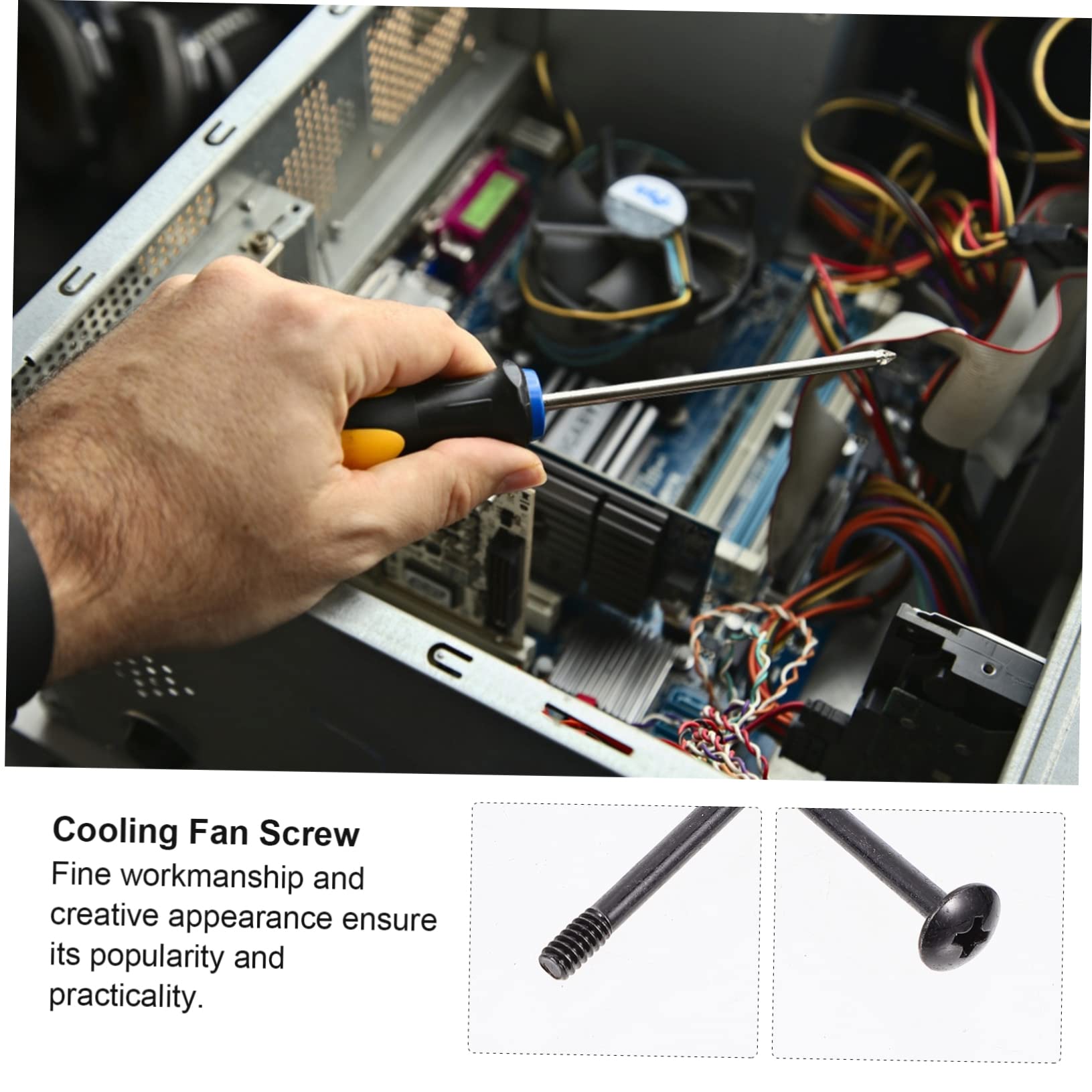 50PCS Black Self-Tapping Screws for Computer Case Fans - Jojofuny Premium Cooler Fan Mounting Kit with Long Screws & Rivets - Perfect for PC Builds, Case Fan Installation, and Cooling System Upgrades