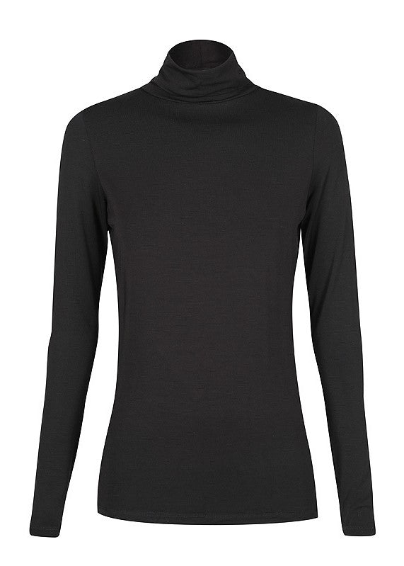 Eco-Friendly Bamboo Roll Neck Top for Women - Soft & Breathable Black T-Shirt - Perfect for Casual Wear, Yoga, and Layering