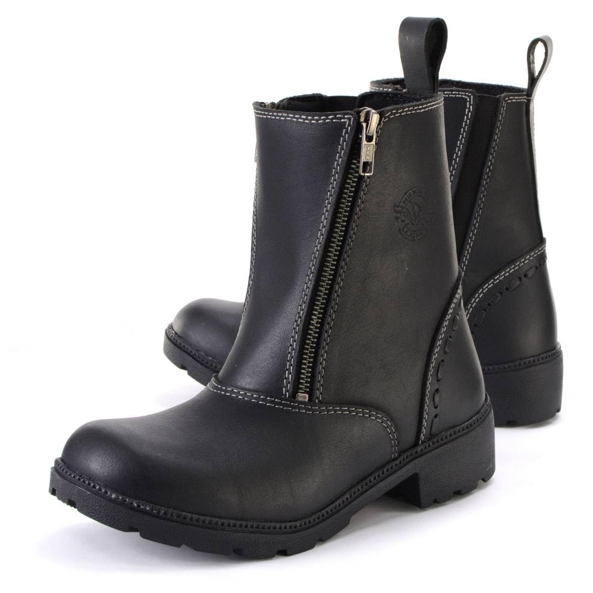Milwaukee Leather MBL9327 Women's Black Leather Motorcycle Boots - Dual Zipper Closure, Comfortable & Durable Riding Footwear for Harley Davidson & Cruiser Bikes | Perfect for Long Rides & Motorcycle Events