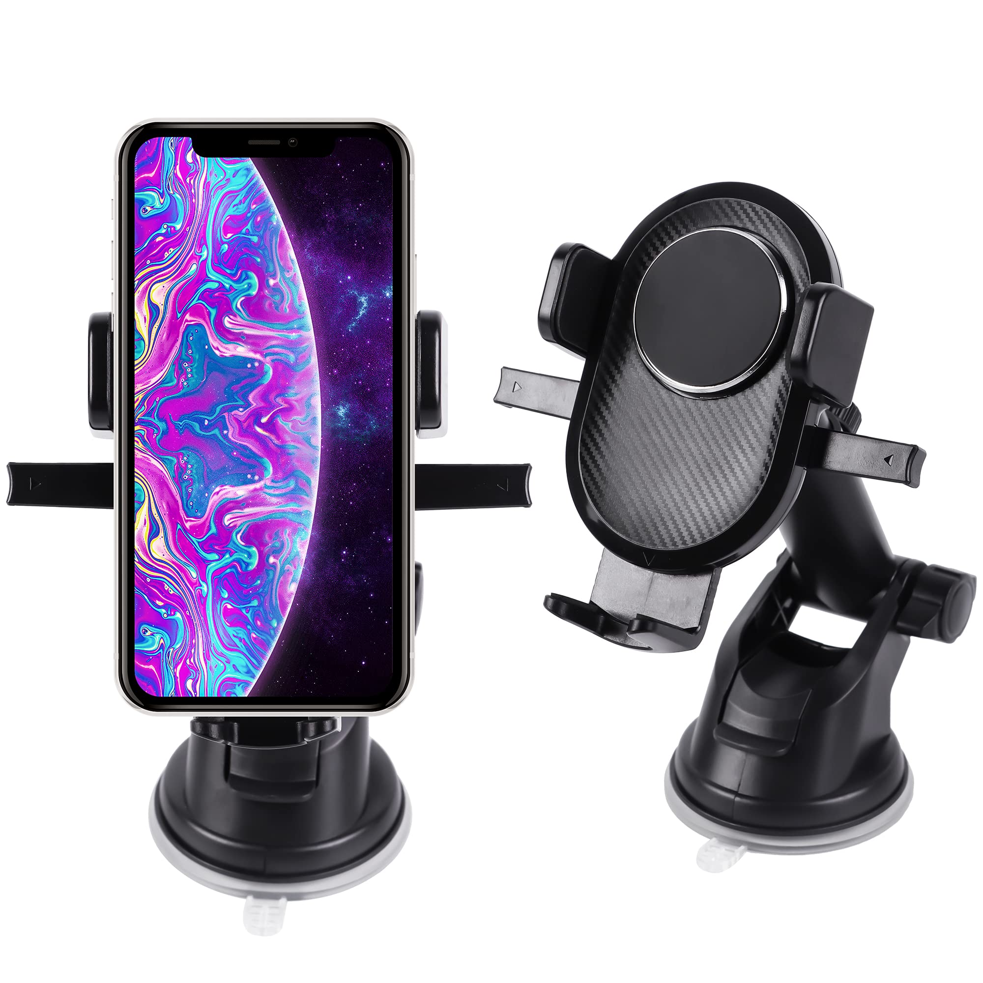 Heavy Duty Car Phone Holder Mount - 360° Rotating Windshield & Dashboard Phone Mount for iPhone, Samsung - Non-Slip & Anti-Shake 7