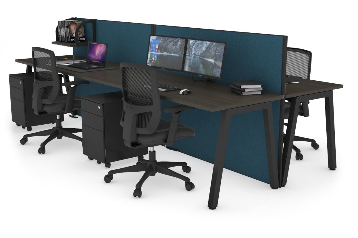Horizon Quadro 4-Person Office Workstation Bench with A-Legs - 1200L x 700W Dimensions - Perfect for Collaborative Workspaces, Conference Rooms & Open Office Layouts