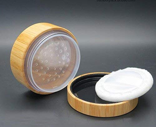 30ml 1 oz Empty Bamboo Loose Powder Container with Puff & Sifter - Refillable Makeup Case for Mineral Foundation, Blush & Setting Powder | Perfect for Travel & Professional Makeup Kits