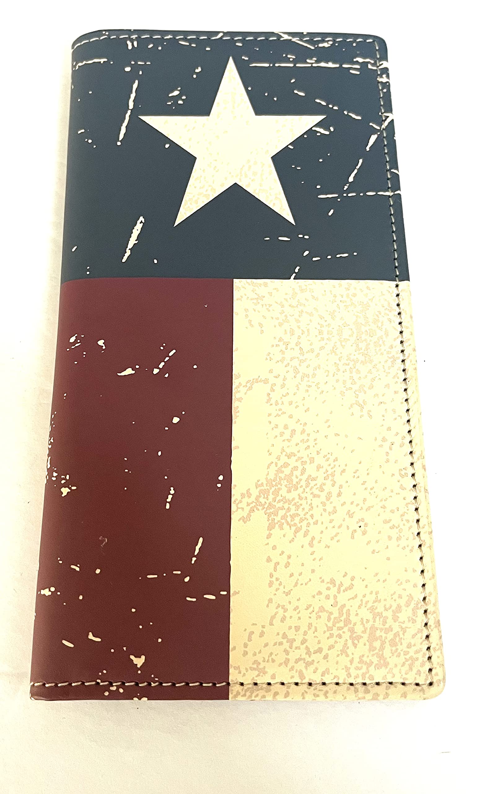 Texas Flag Genuine Leather Men's Bifold Wallet - Distressed Red White & Blue Long Wallet for Men (MWL-TX01RD) - Perfect for Cowboys, Ranchers & Texas Pride Gifts