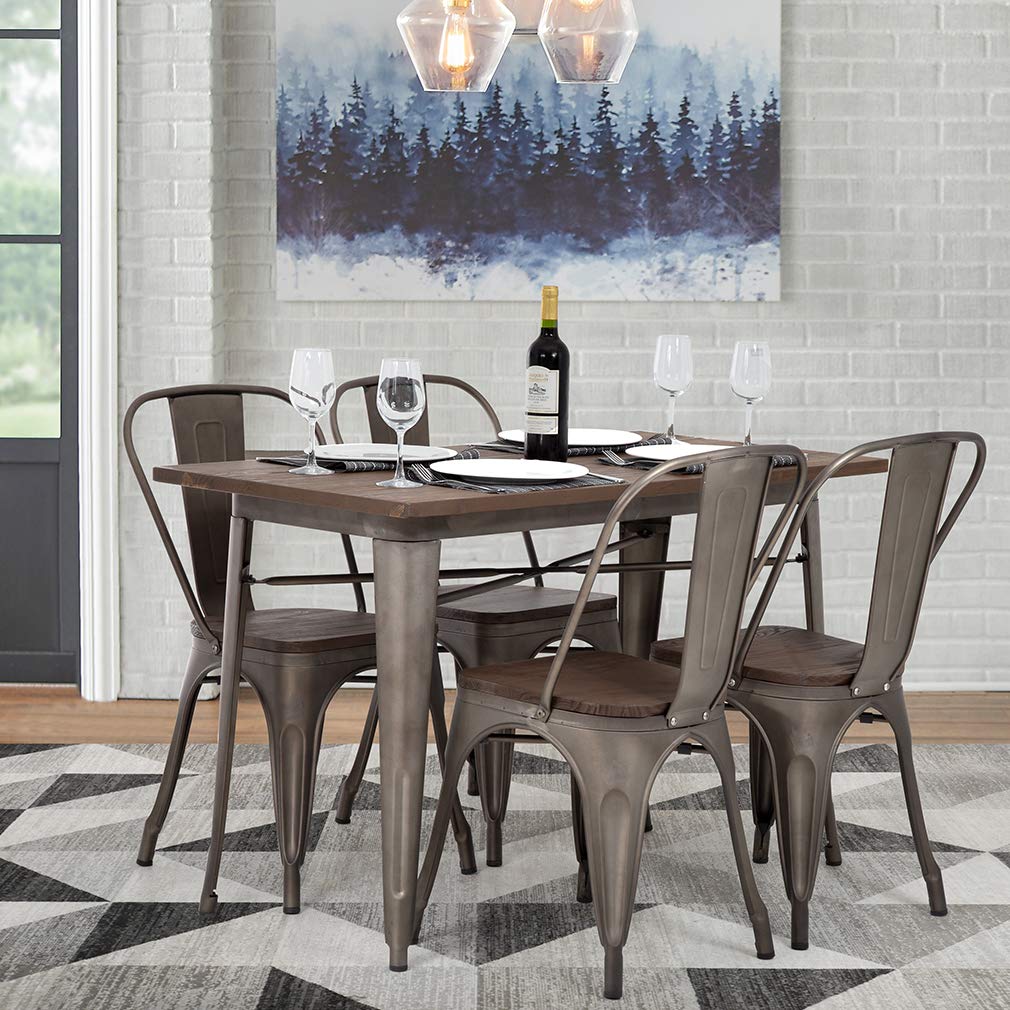 **FDW 5-Piece Outdoor Dining Set - 24x48 Inch Metal Patio Table & 4 Chairs for Home, Kitchen, or Restaurant - Perfect for Backyard BBQs, Garden Parties & Outdoor Entertaining**