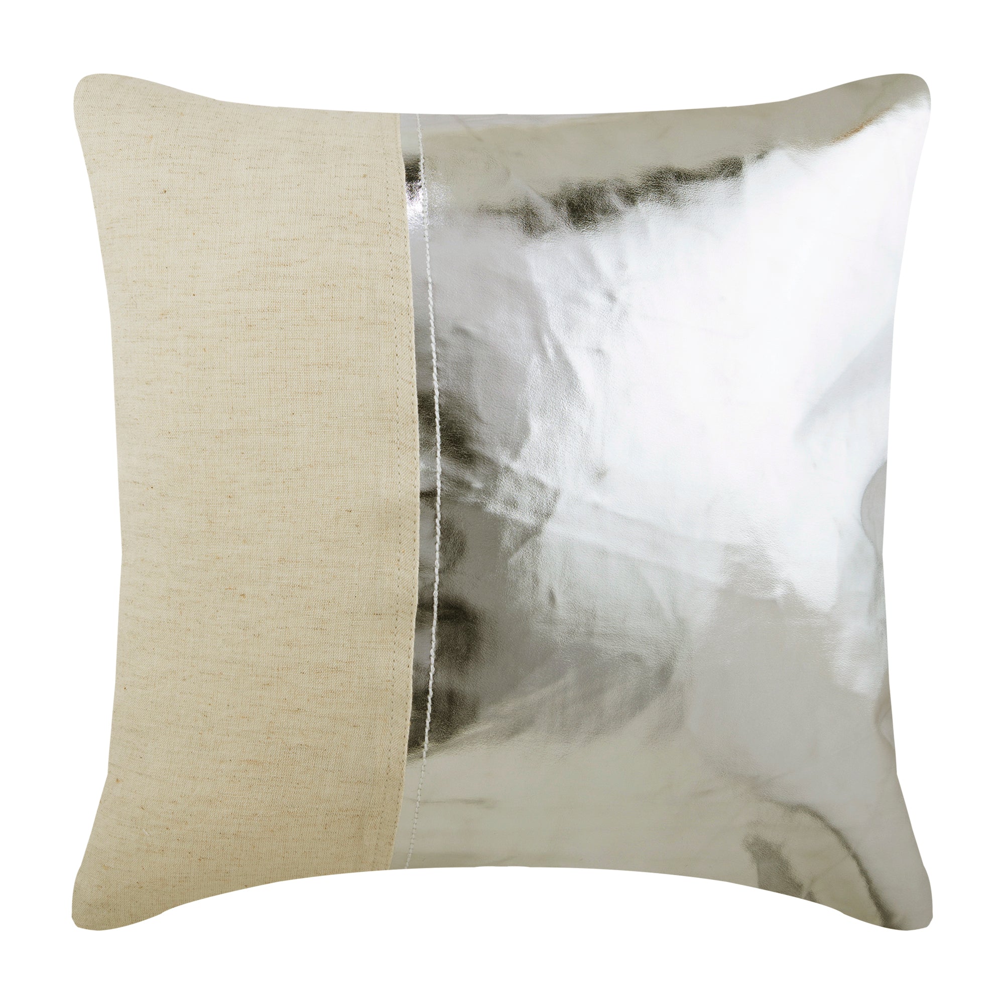 Better Half Silver Faux Leather Throw Pillow Cover - Soft Decorative Cushion Case for Sofa, Bed, Chair - Home & Living Room Decor