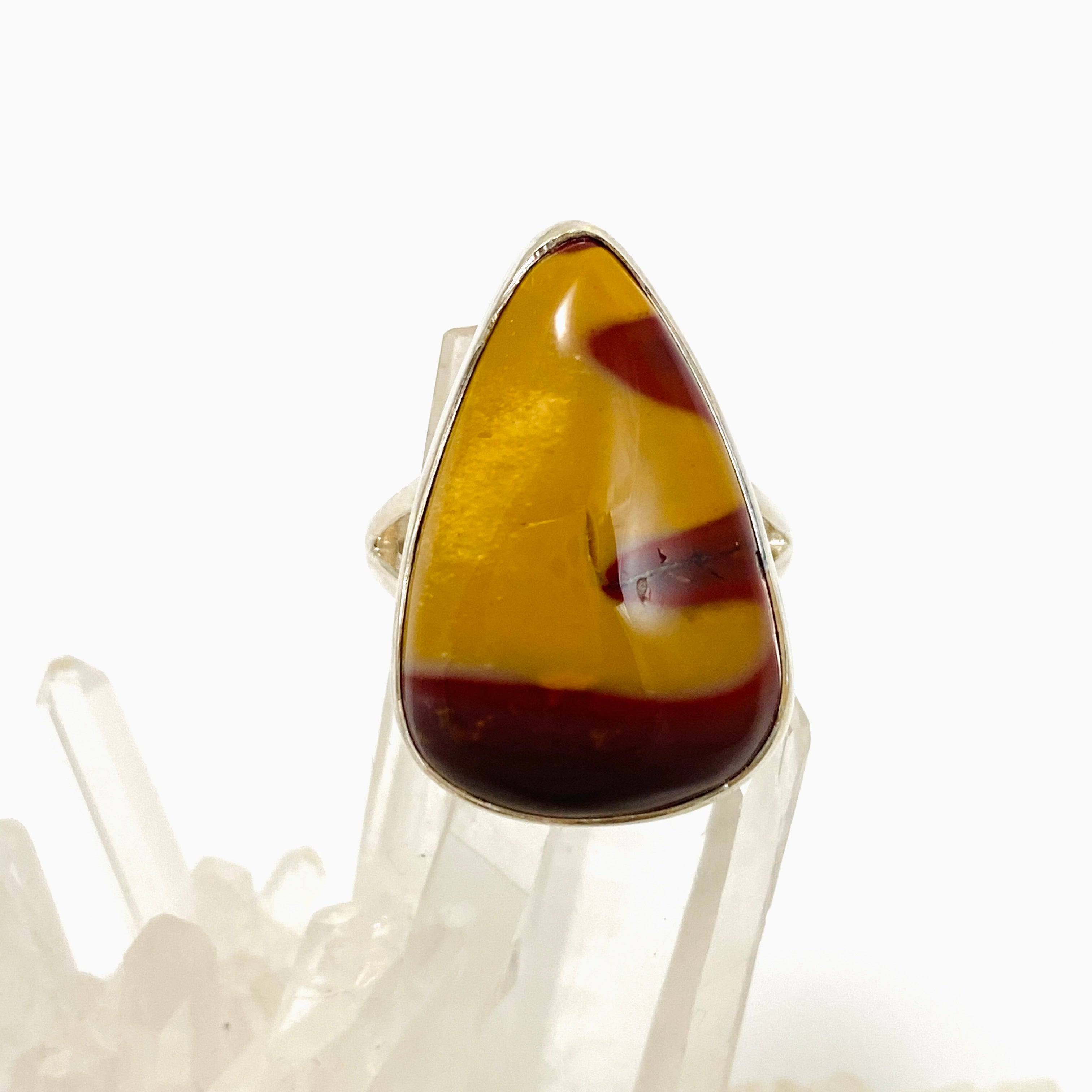 Mookaite Teardrop Cabochon Split Band Ring - Size 8 - KRGJ3387 - Perfect for Boho Jewelry, Spiritual Healing & Unique Gift Giving