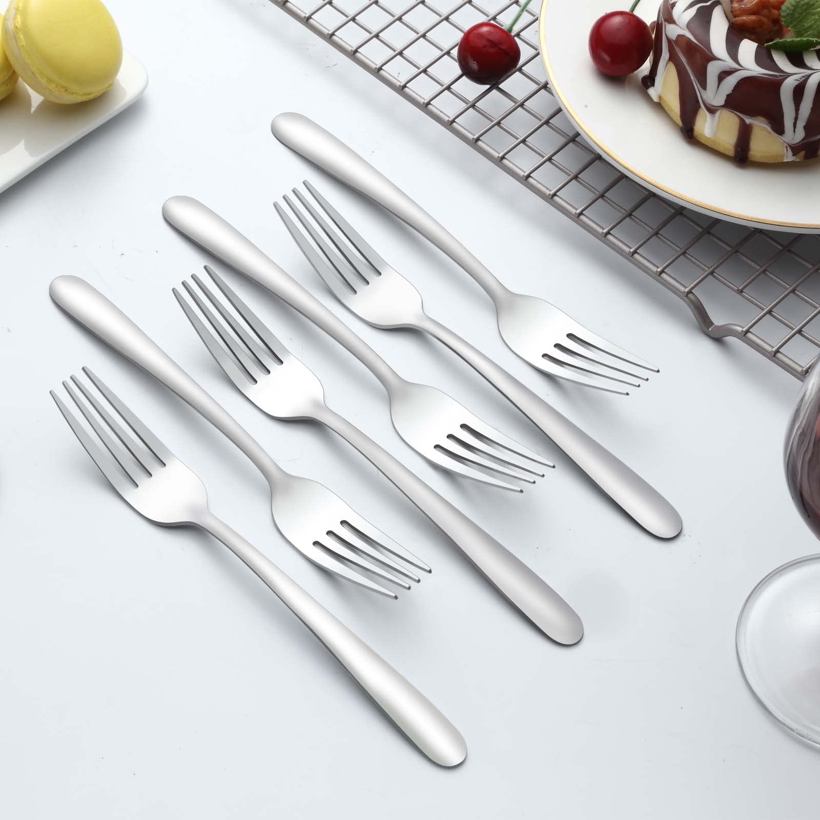24-Piece Stainless Steel Dinner Forks Set - 8 Inch Mirror Polished Food Grade Flatware - Dishwasher Safe Silverware for Home, Restaurant & Kitchen Use - Perfect for Dining, Parties & Catering Events
