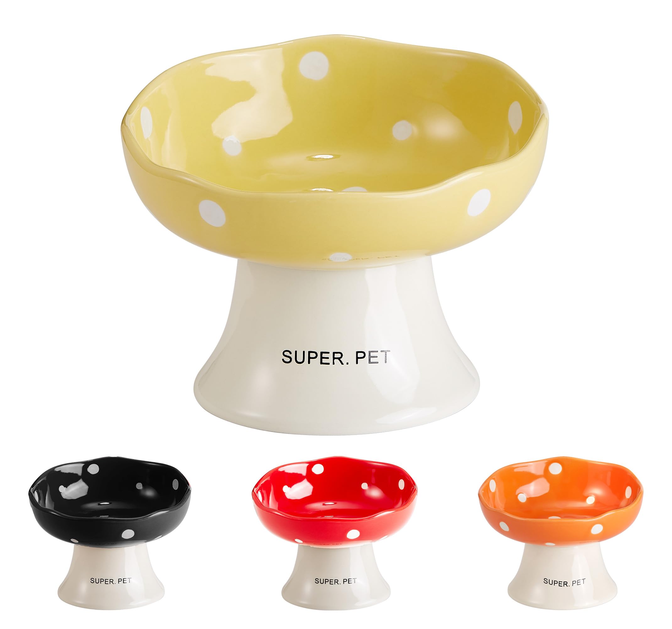Elevated Ceramic Cat Bowls - Tilted Raised Anti-Vomit Pet Food & Water Dish for Kittens, Cats & Puppies | Whisker-Friendly, Dishwasher Safe | Perfect for Indoor Cats & Sensitive Stomachs