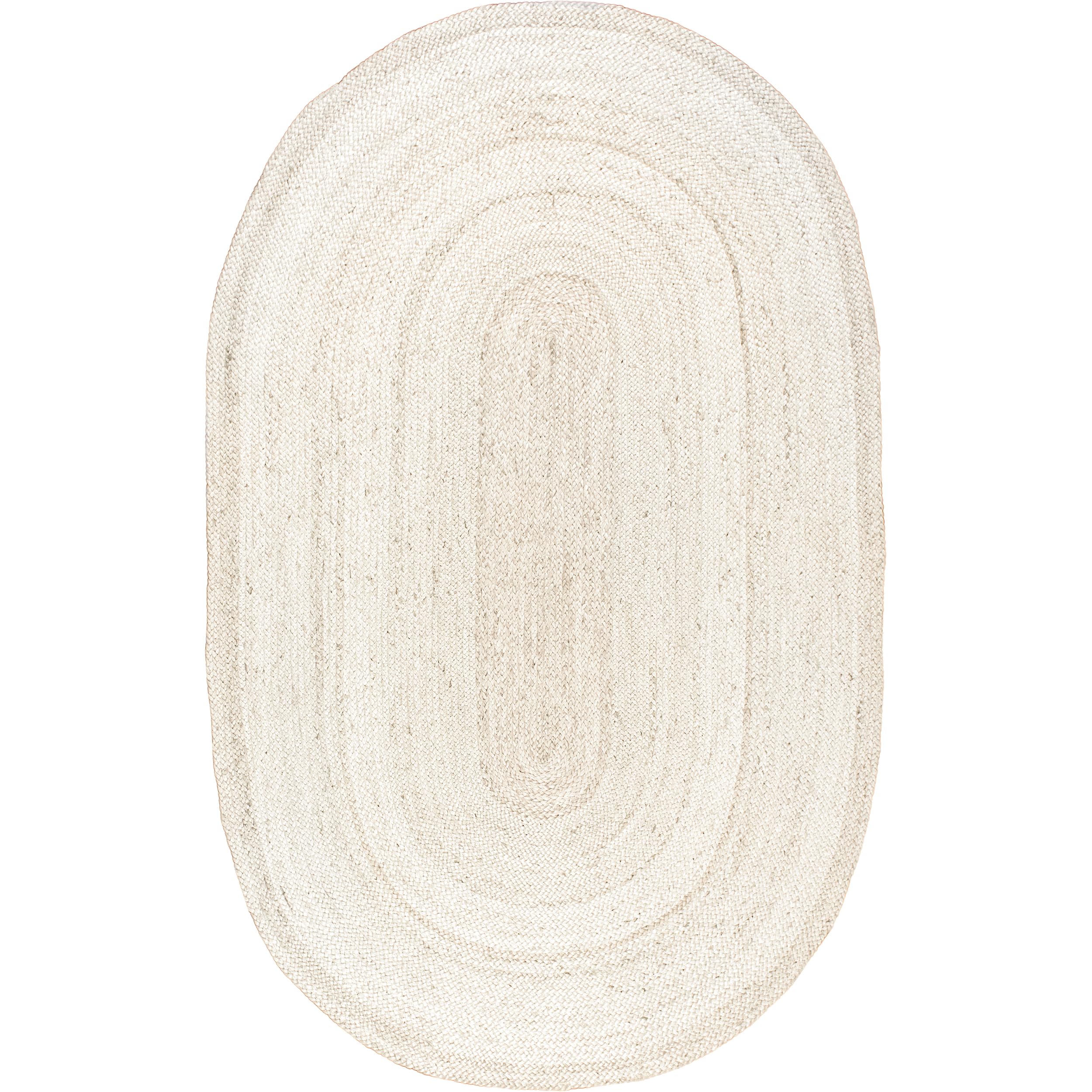 nuLOOM Oval 6x9 Rigo Jute Hand Woven Area Rug - Off White Solid Farmhouse Design Natural Fiber Rug for Bedroom, Living Room, Dining Room | Cozy Home Decor & Boho Chic Style
