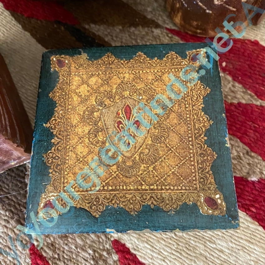 Vintage Italian Florentine Wooden Bracelet Box - Handcrafted Jewelry Storage Case for Women, Gift Box for Bracelets, Necklaces & Rings | Perfect for Travel, Home Decor & Special Occasions