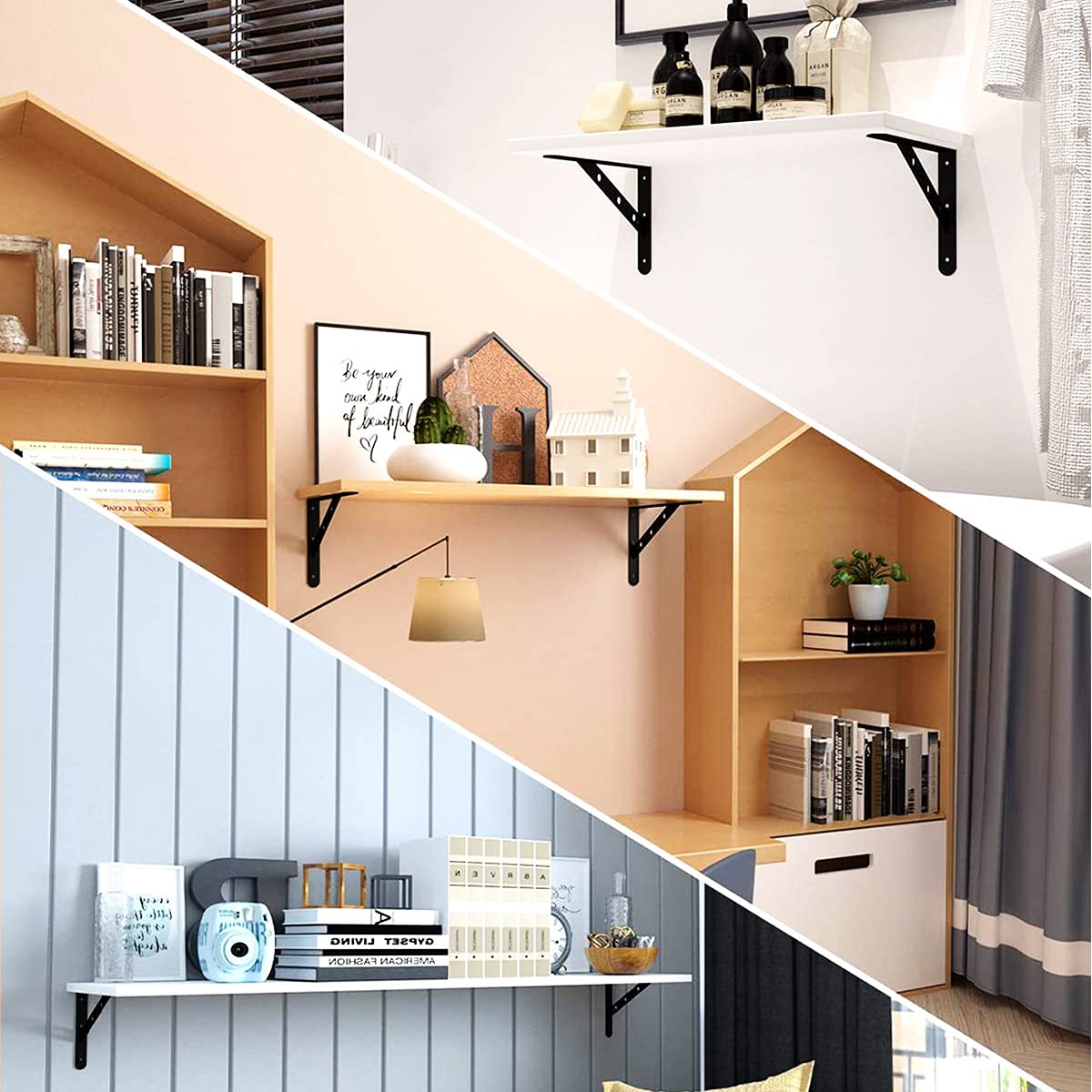 Heavy Duty 10 Inch Shelf Brackets - 4 Pack Metal Floating Shelf Supports, 90 Degree Angle Brackets for Shelving, Wall Mounted Shelves - Perfect for Home, Office, Garage Storage Organization