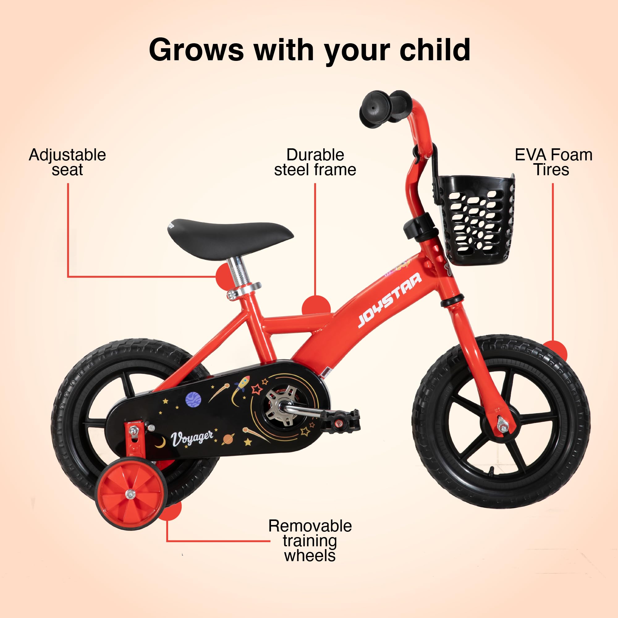 **JOYSTAR 10 & 12 Inch Kids Bike for Boys and Girls Ages 1-4 Years – Toddler Bike with Training Wheels, Detachable Push Handle & Basket – First Pedal Bike for Learning to Ride – Perfect for Backyard, Park & Neighborhood Rides**