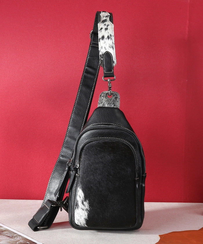 Montana West Genuine Leather Sling Bag with Hair-On Cowhide - Stylish Crossbody Purse for Women, Perfect for Travel, Shopping & Everyday Use