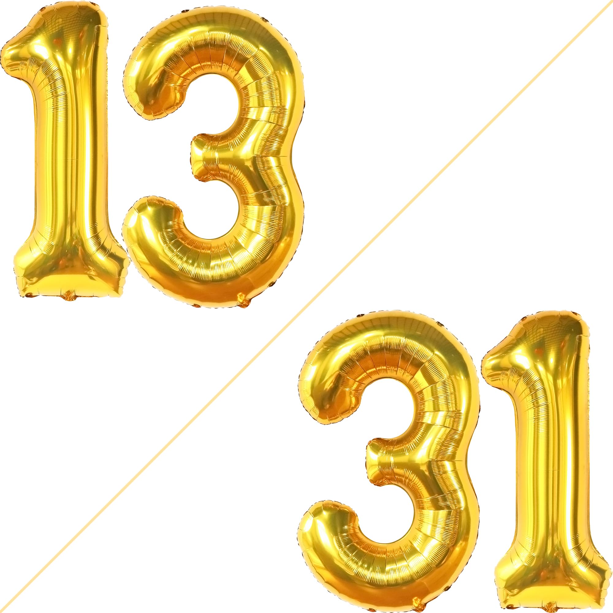KatchOn 40 Inch Giant Gold 13 Balloon Numbers - Large 13th Birthday Decorations for Boys & Girls, Anniversary Party Supplies | Perfect for Birthday Parties, Anniversaries, and Special Events