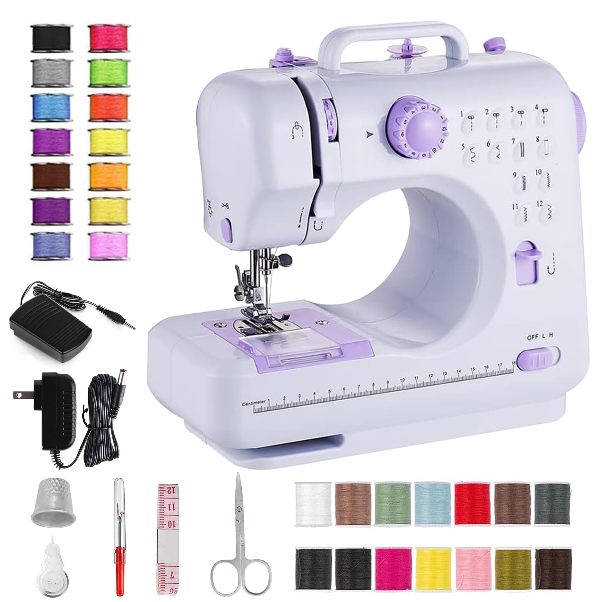 BCOOSS DGNFRJ Beginner Sewing Machine - 12 Built-in Stitches, Portable & Multi-Functional for Home Use, DIY Projects & Dressmaking