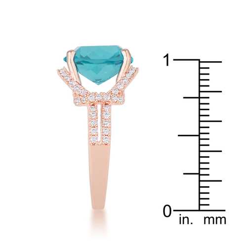 6.2ct Aquamarine CZ Rose Gold Statement Ring for Women - Elegant Wedding, Party & Evening Wear Jewelry Gift
