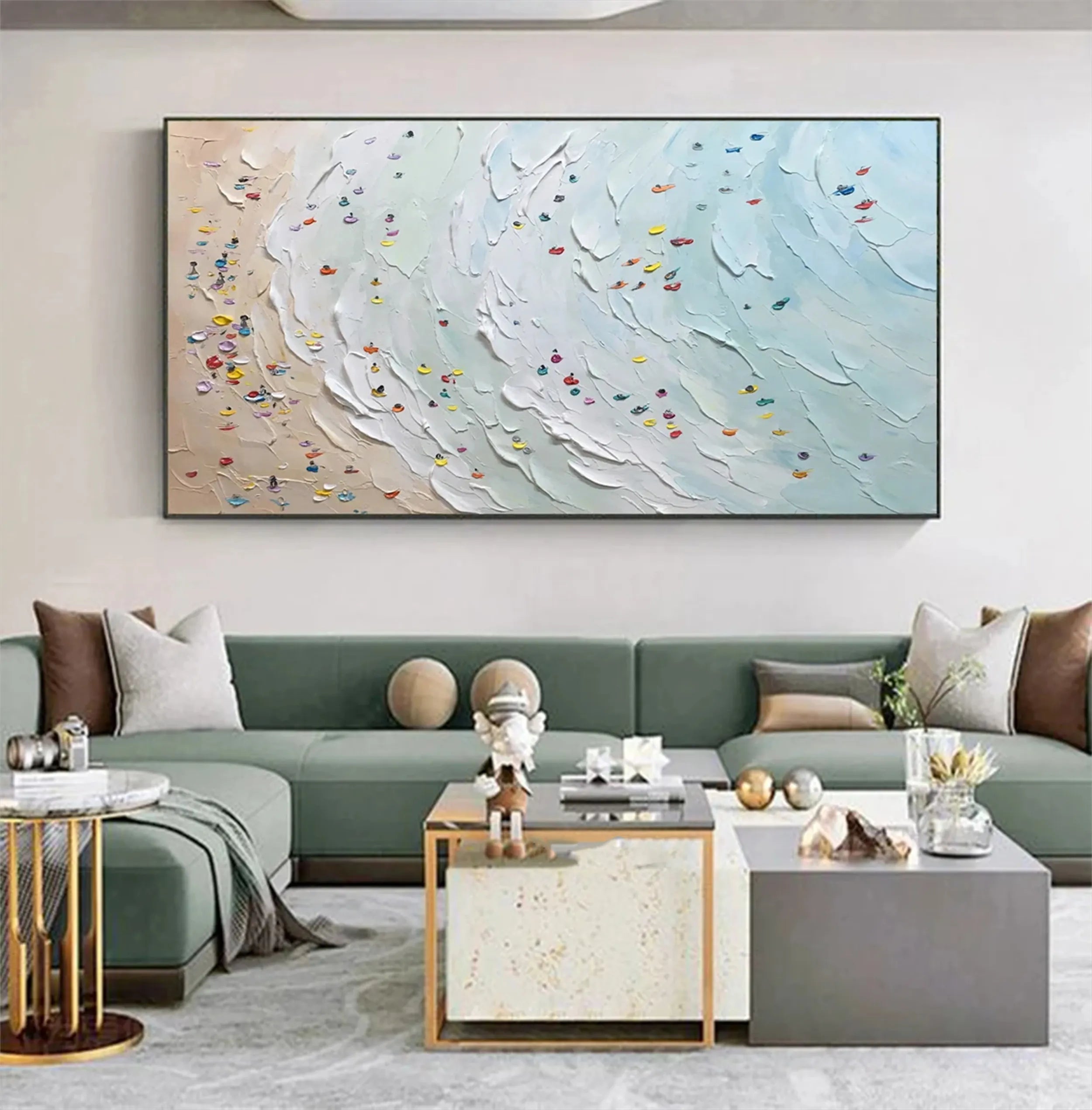 Seascape and Snowy Peak Landscape Painting - Premium Wall Art Decor for Living Room, Bedroom, Office - Perfect Gift for Home & Interior Design - #SP001