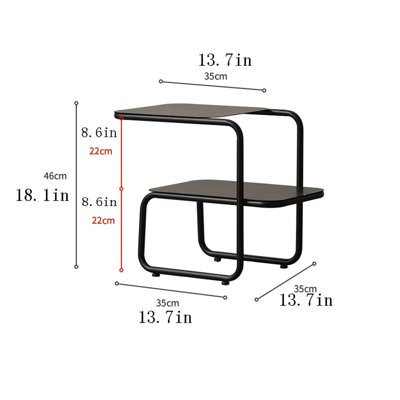 Modern 2-Tier Coffee Table with Storage - Black Wrought Iron Side Table for Living Room, Bedroom, or Office - Perfect as Sofa End Table, Bedside Table, or Space-Saving Corner Table