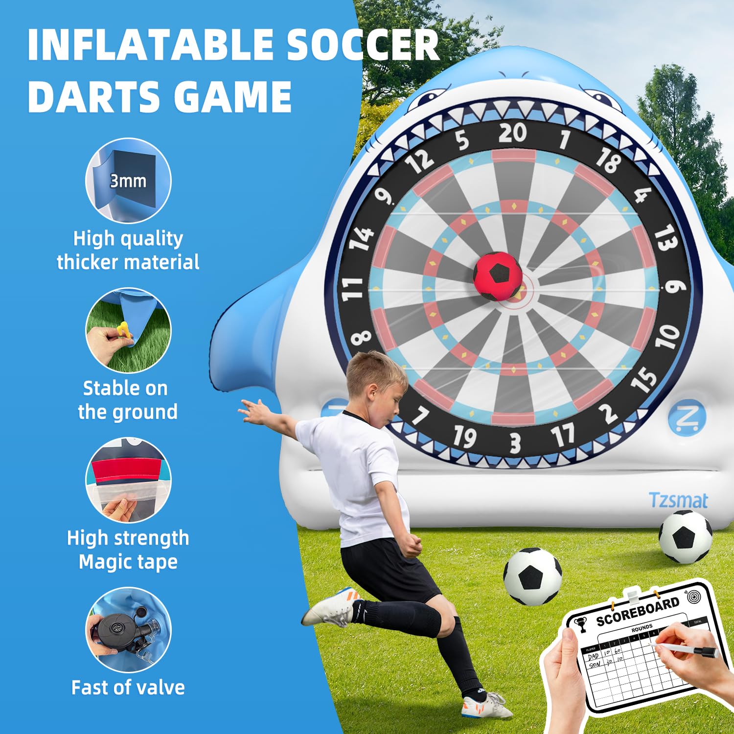 **Giant Inflatable Soccer Dartboard - Outdoor Yard Games for Adults & Kids - Perfect for Carnivals, Parties, and Backyard Fun**