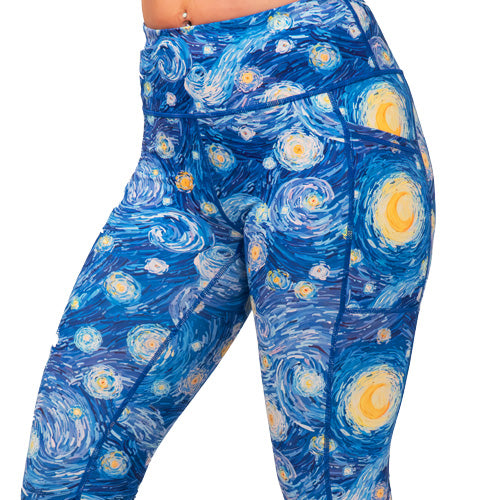 Starry Night Print Leggings - High Waisted Yoga Pants for Women, Comfortable & Stretchy Workout Tights - Perfect for Yoga, Running, Gym & Lounge Wear