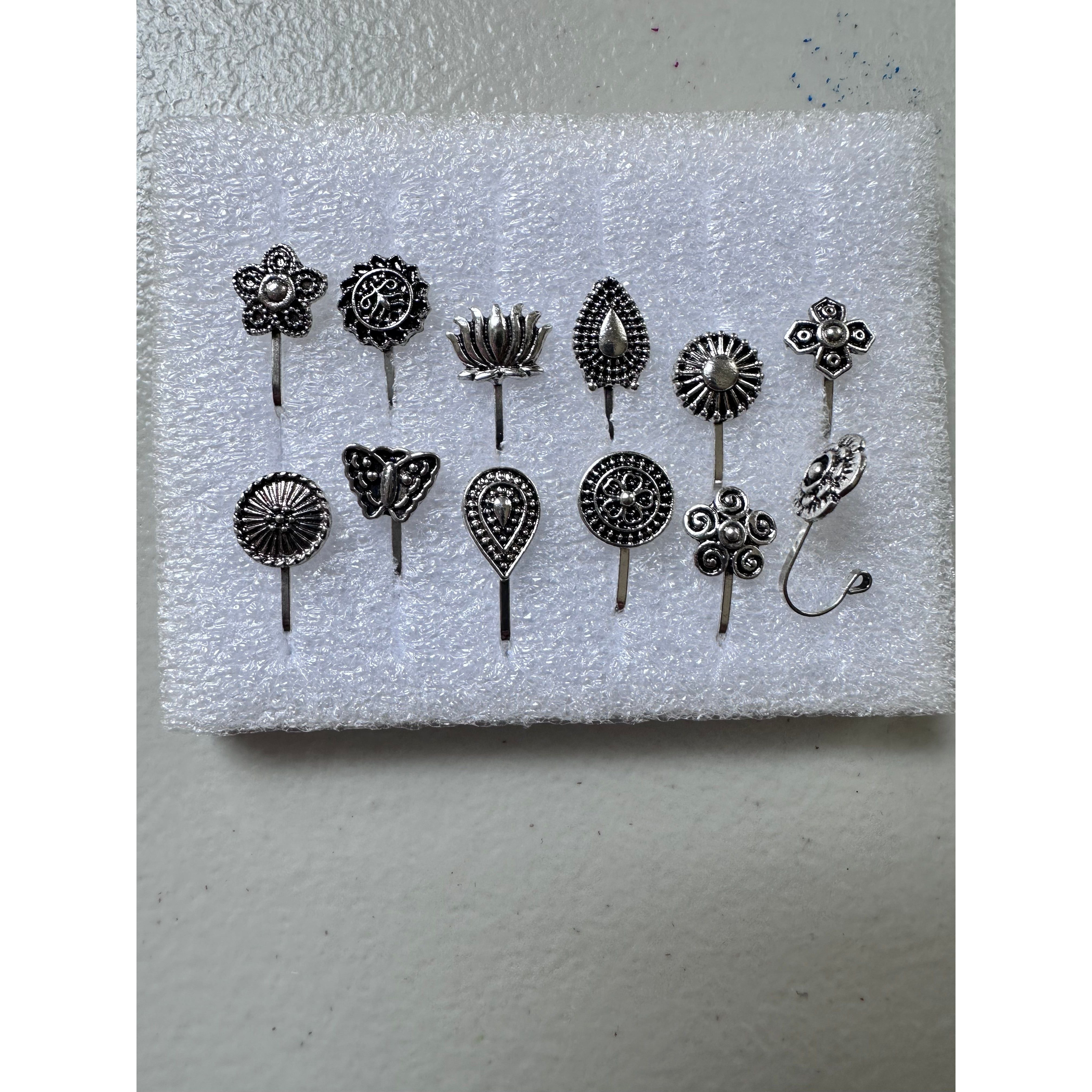 12 Pack Oxidized Nose Rings for Women - Hypoallergenic Indian Nose Pins for Daily Wear, Parties & Festivals