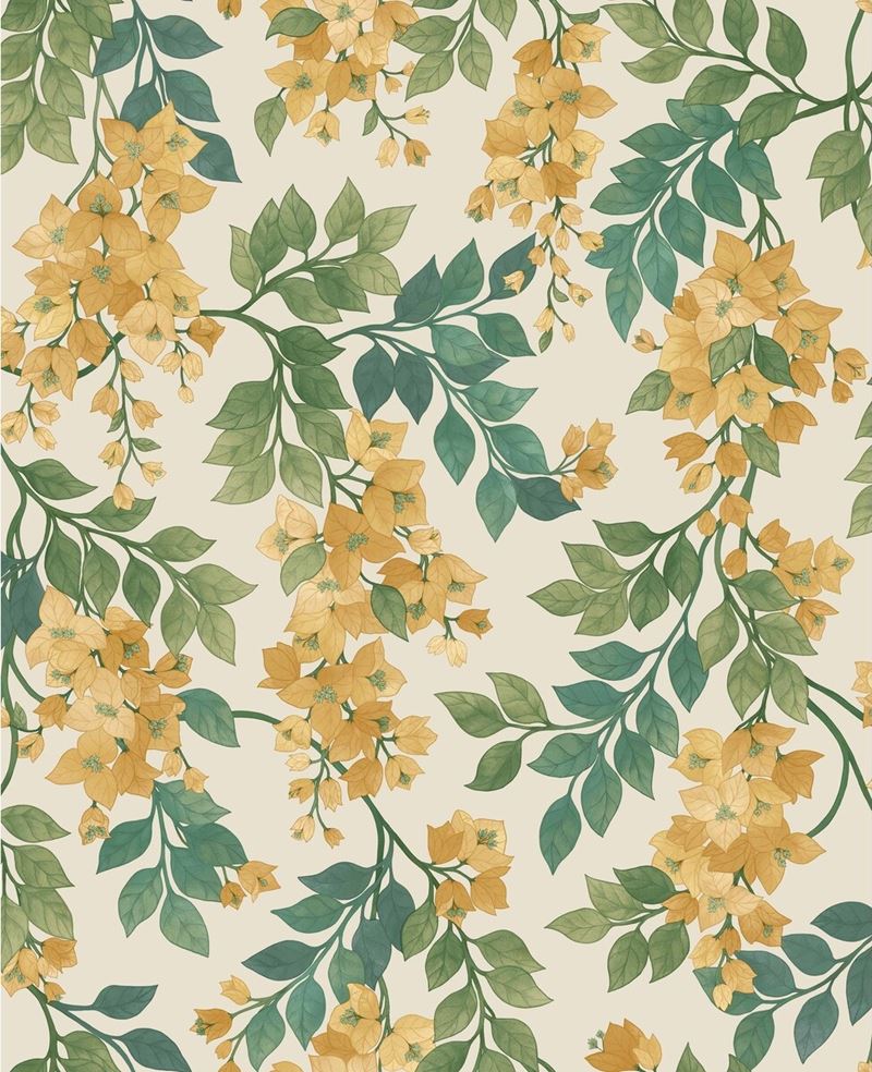 Cole and Son Bougainvillea Yellow Botanical Wallpaper - Premium Floral Design for Living Room, Bedroom & Dining Room Decor