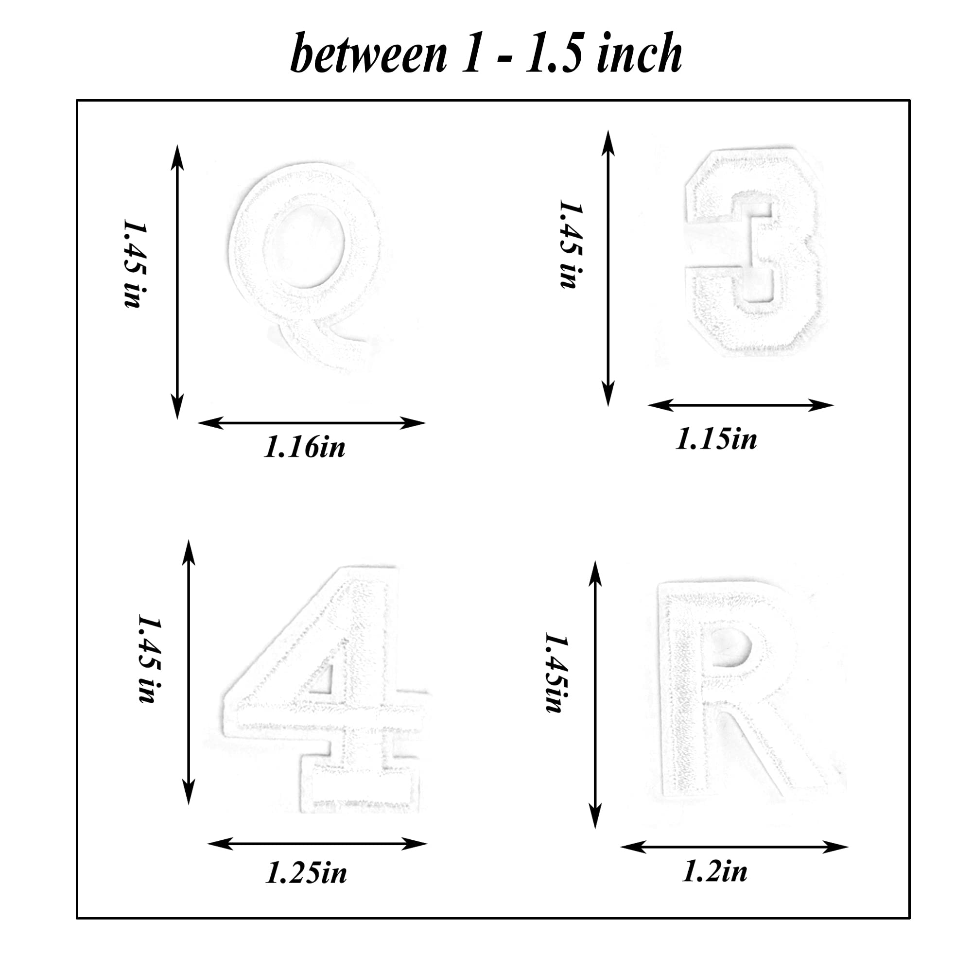 72 PCS Iron-On Embroidered Alphabet & Number Patches A-Z 0-9 for DIY Clothing, Hats, Jeans - White Fabric Applique Letters for Customizing Jackets, Backpacks & School Uniforms