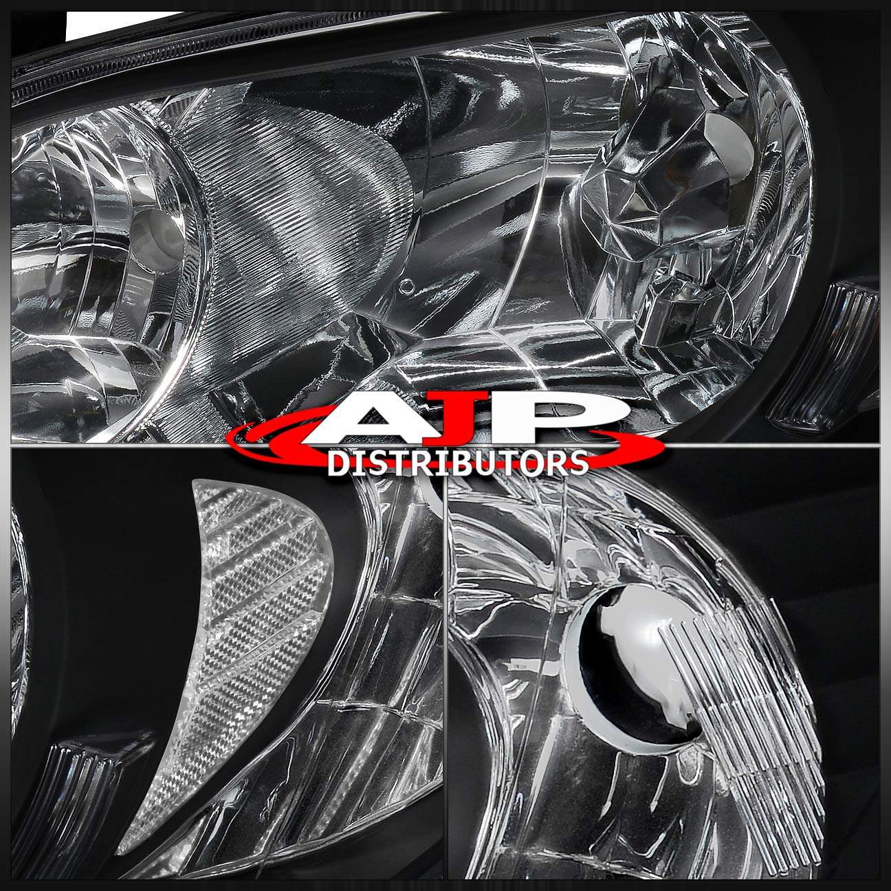 AJP Distributors Replacement Headlights Assembly for 2004-2005 Honda Civic - Black Housing with Clear Lens & Reflector - High Performance Driving Lights for Nighttime Visibility & Style Upgrade