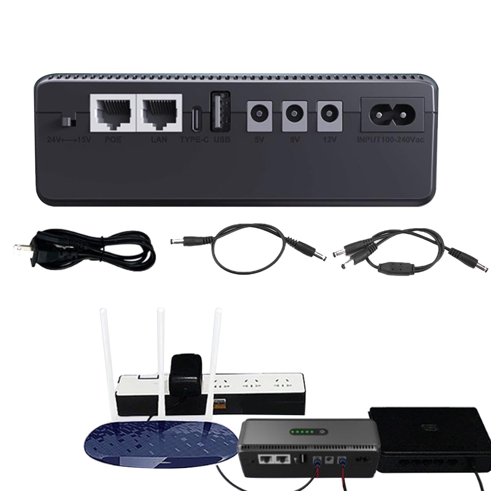 10400mAh Compact Uninterruptible Power Supply for WiFi Router & Security Camera - Portable UPS Battery Backup for Home/Office Network Devices - Perfect for Power Outages & Remote Monitoring