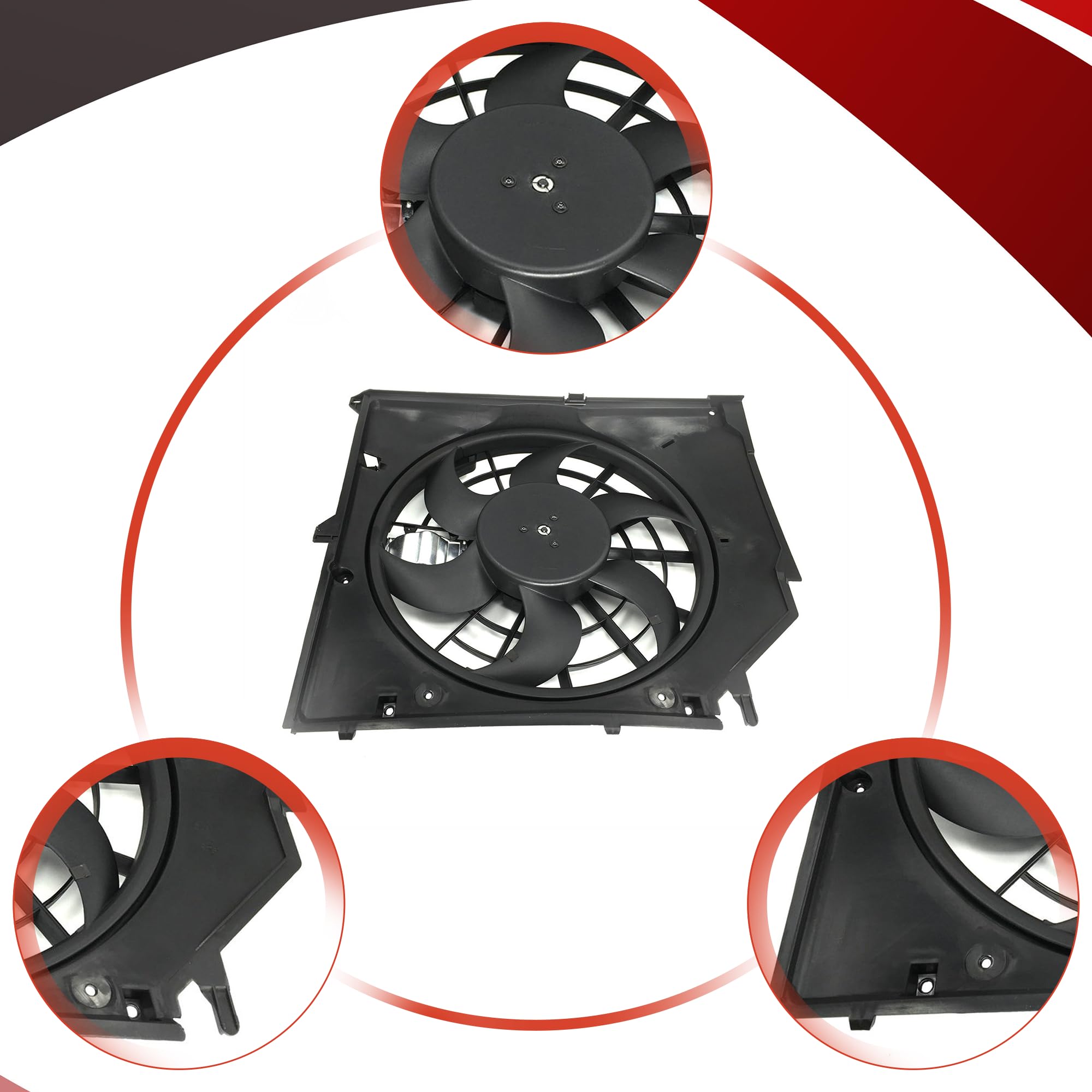 BMW E46 Radiator Cooling Fan Assembly (1999-2005) - Compatible with 325i 328i 330i - OEM Part #17117510617 - Perfect for Engine Cooling & Overheating Prevention