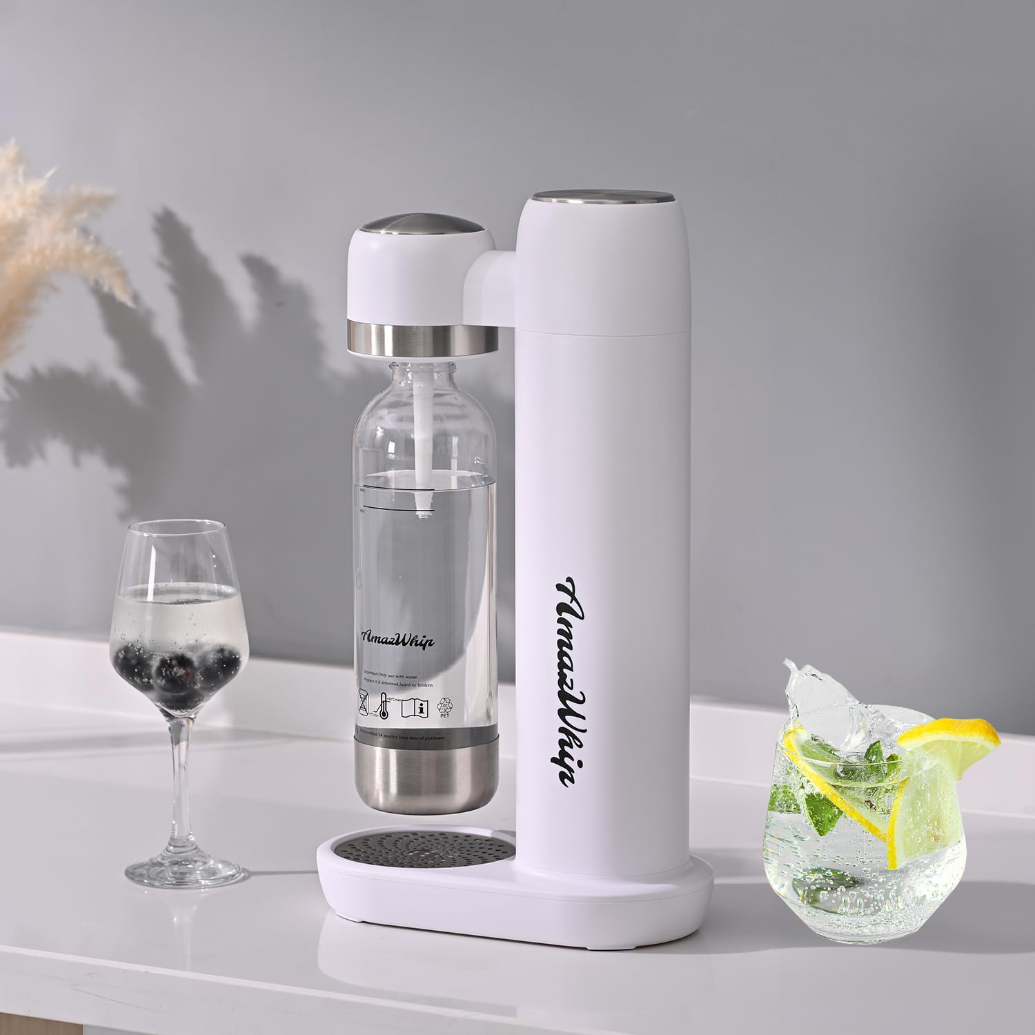 **Sparkling Water Maker Machine - Portable Household Soda Maker with 1L BPA-Free Bottle, CO2 Carbonation System for Homemade Carbonated Drinks (White) - Perfect for Kitchen, Office & Outdoor Use**