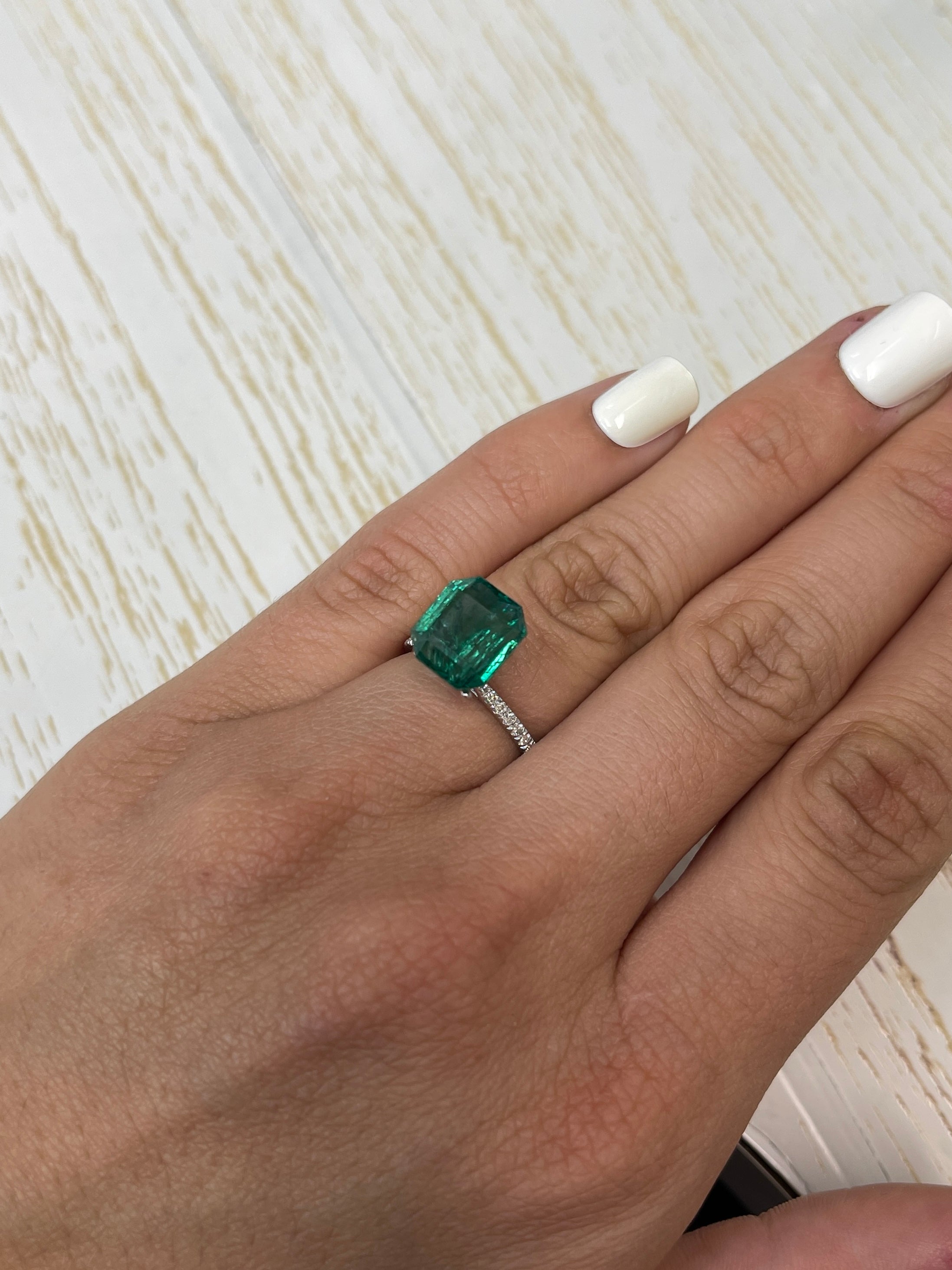 6.34 Carat Vivid Green Natural Loose Zambian Emerald Gemstone - 10.8x9.7mm Emerald Cut for Jewelry Making, Engagement Rings & Luxury Gifts