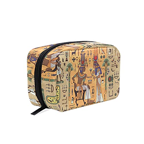 Ancient Egyptian Themed Large Makeup Bag for Women - Travel Cosmetic Organizer with Zipper, Toiletry Storage Case & Coin Purse - Perfect for Travel, Gym, and Daily Use
