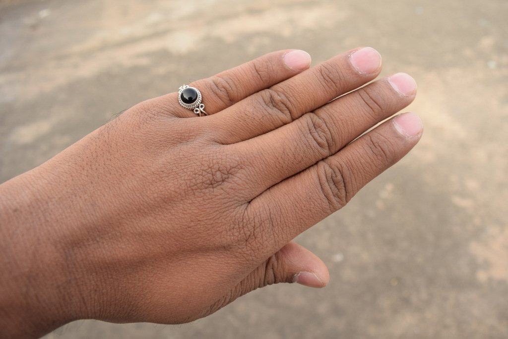 Handmade 925 Sterling Silver Black Onyx Ring for Women - Natural Gemstone Solitaire Ring, US Size 5, Round Stone Minimalist Jewelry - Perfect Birthday Gift, Anniversary Present, or Everyday Elegance