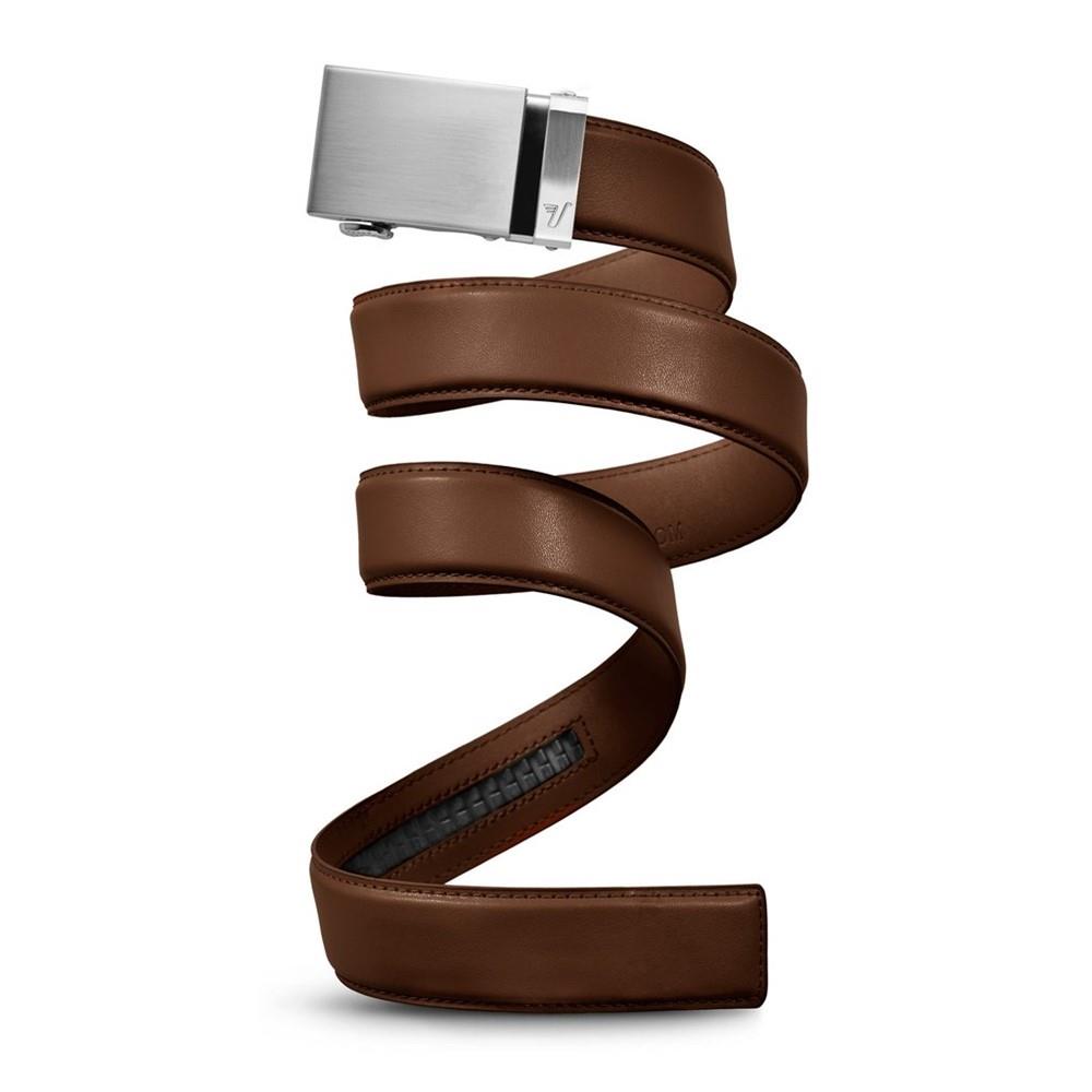 Mission Belt - Genuine Steel & Brown Mocha Leather Ratchet Belt for Men | Adjustable No-Hole Design | Perfect for Business, Casual & Outdoor Wear