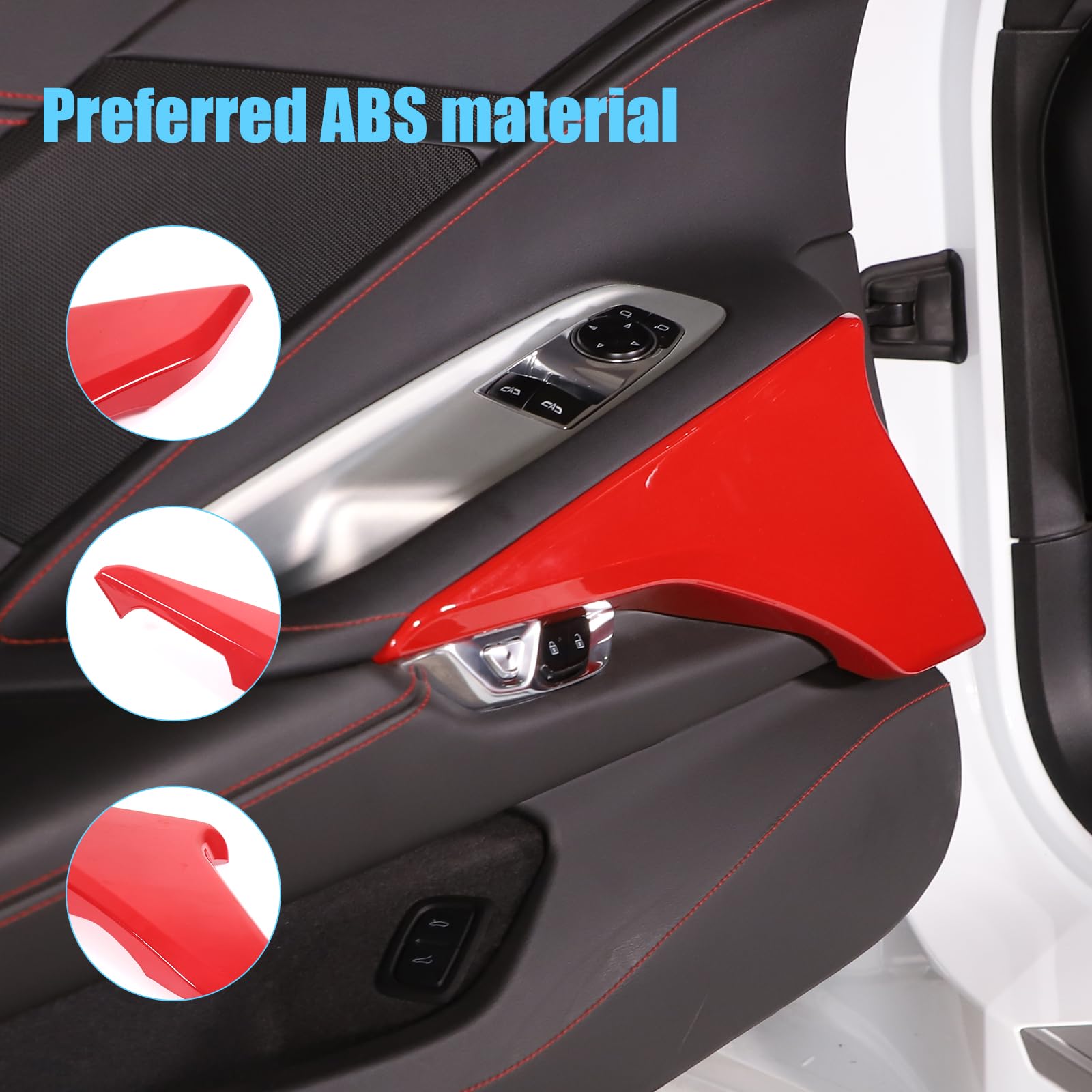 2020-2024 C8 Corvette Car Door Panel Lower Cover Trim - Red Interior Decorative Protection Accessories | Perfect for Customization & Car Show Enhancement